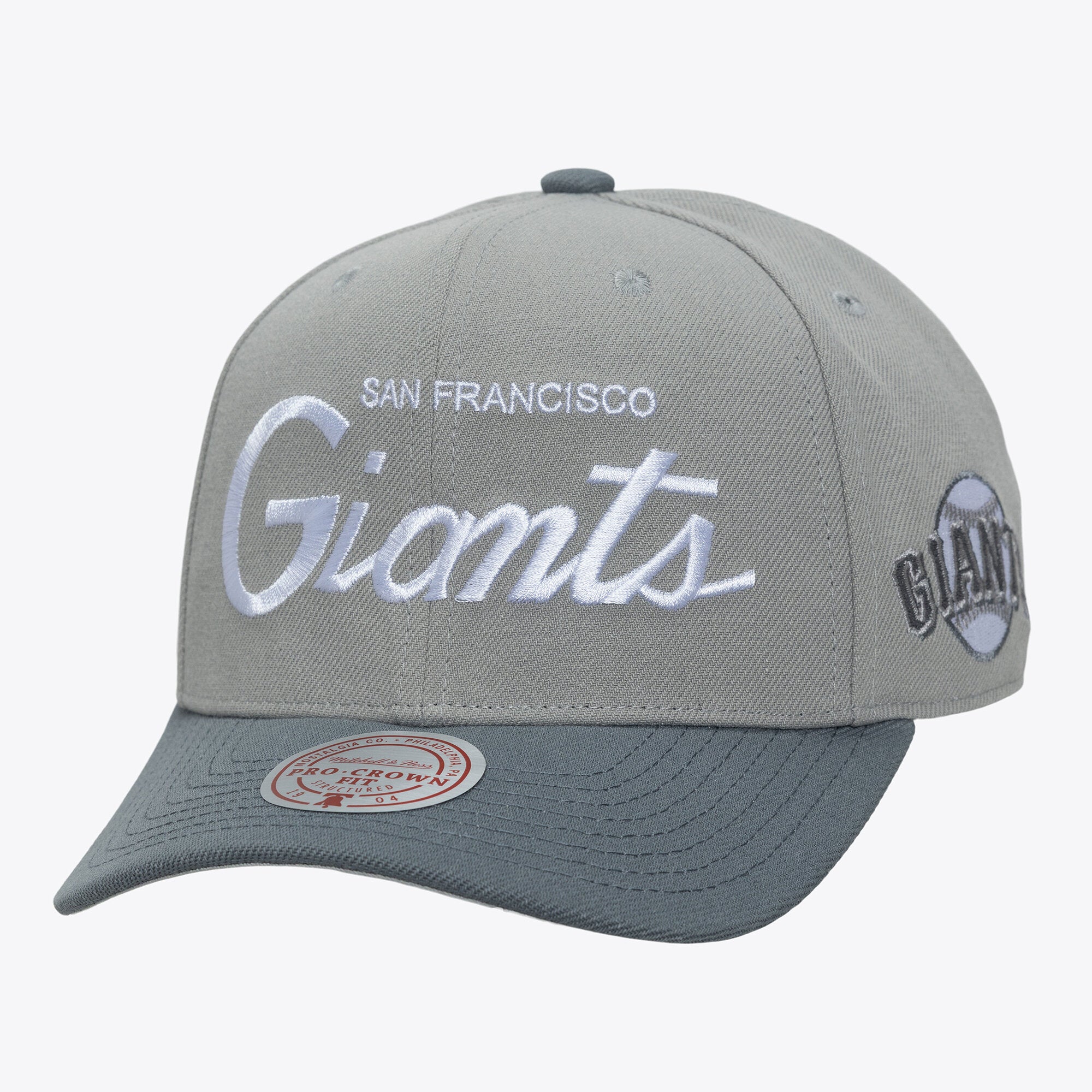 Men's Mitchell & Ness  Gray San Francisco Giants Thunderstorm Head Coach Pro-Crown Adjustable Hat