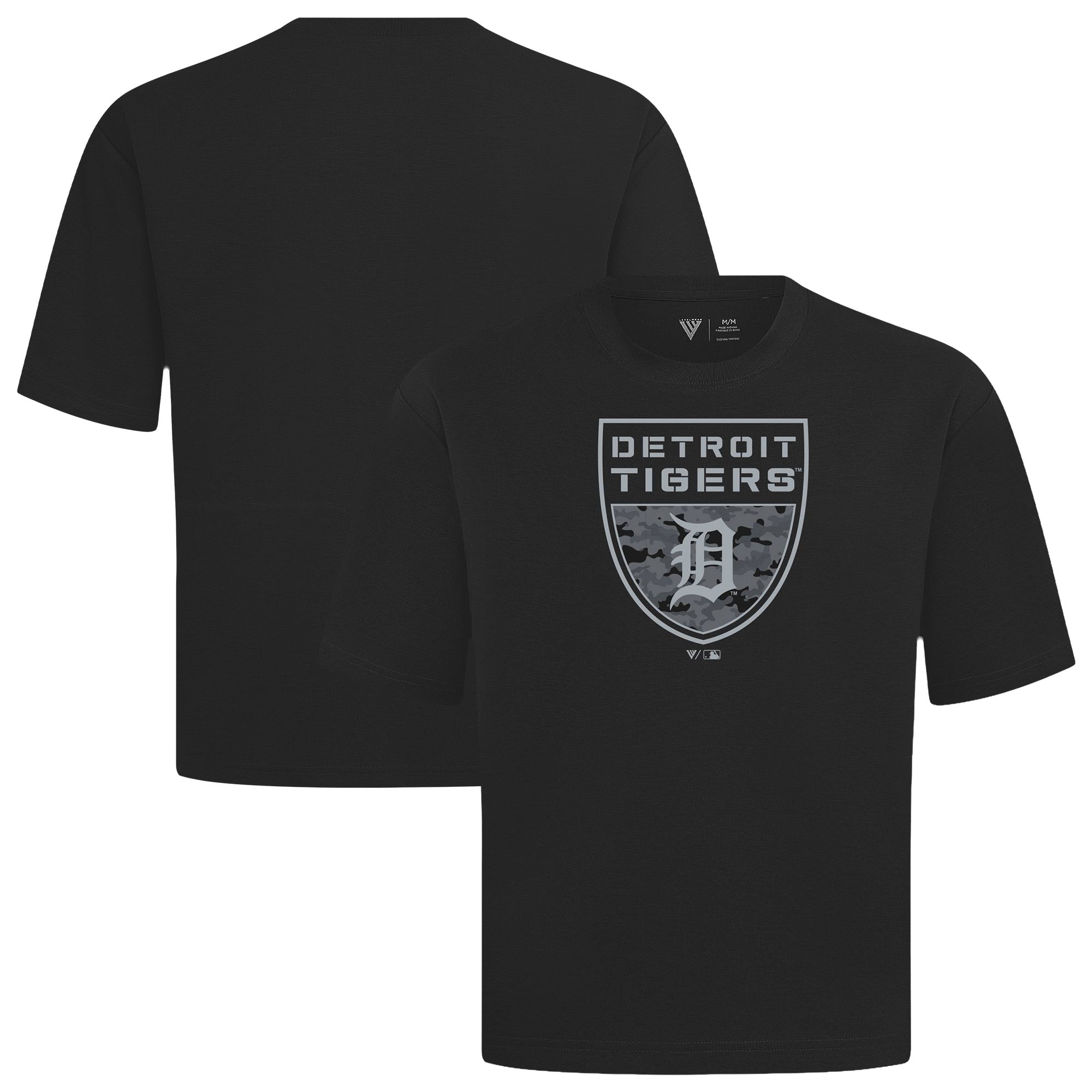 Men's Levelwear Black Detroit Tigers Oversized Luxe Signature Knit Buckler T-Shirt