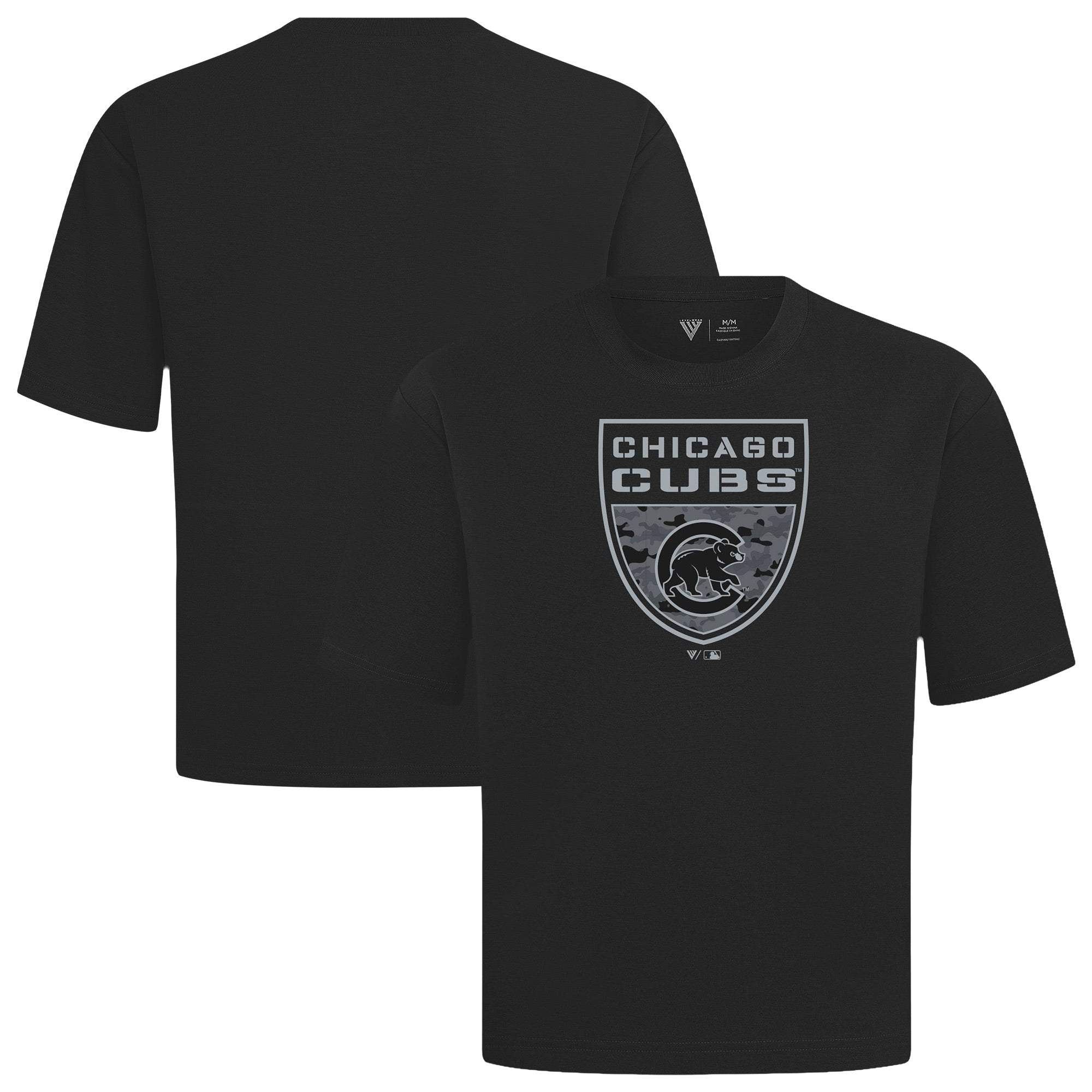 Men's Levelwear Black Chicago Cubs Oversized Luxe Signature Knit Buckler T-Shirt