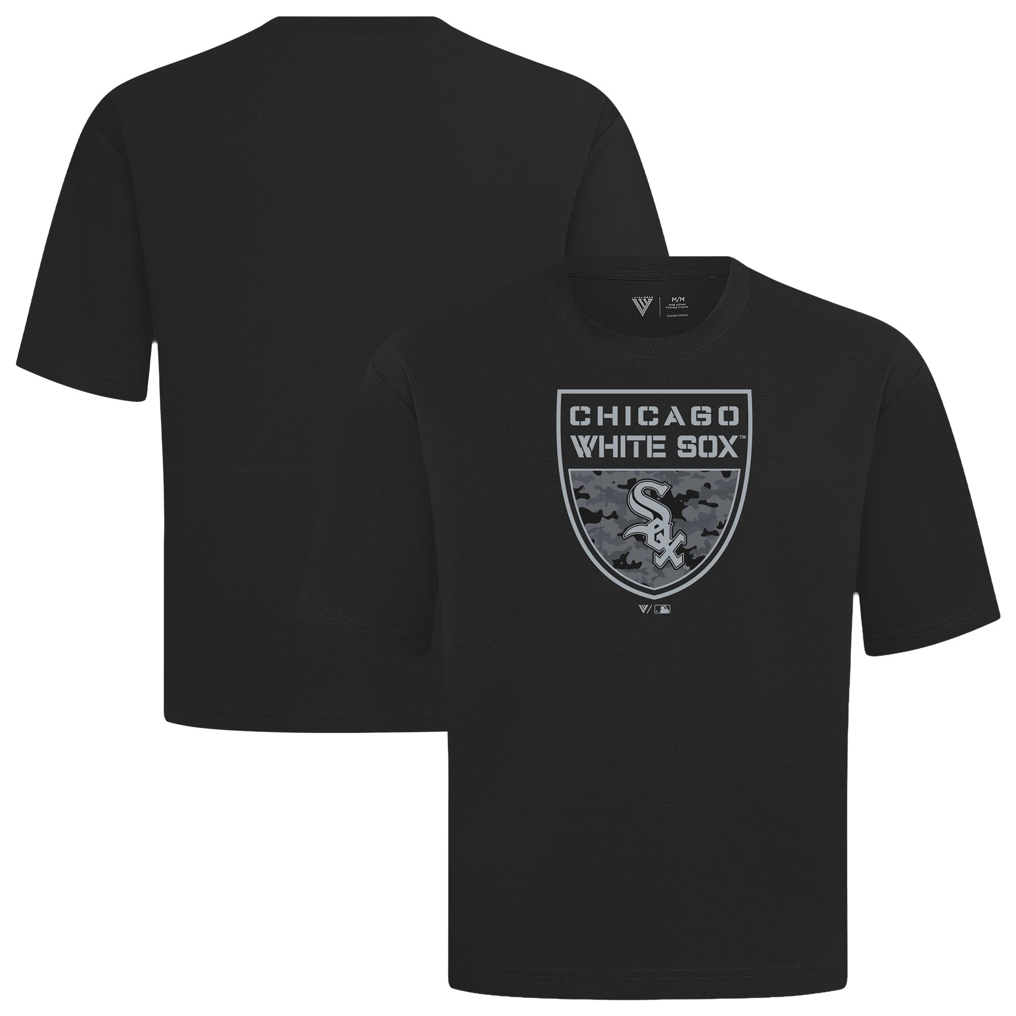 Men's Levelwear Black Chicago White Sox Oversized Luxe Signature Knit Buckler T-Shirt