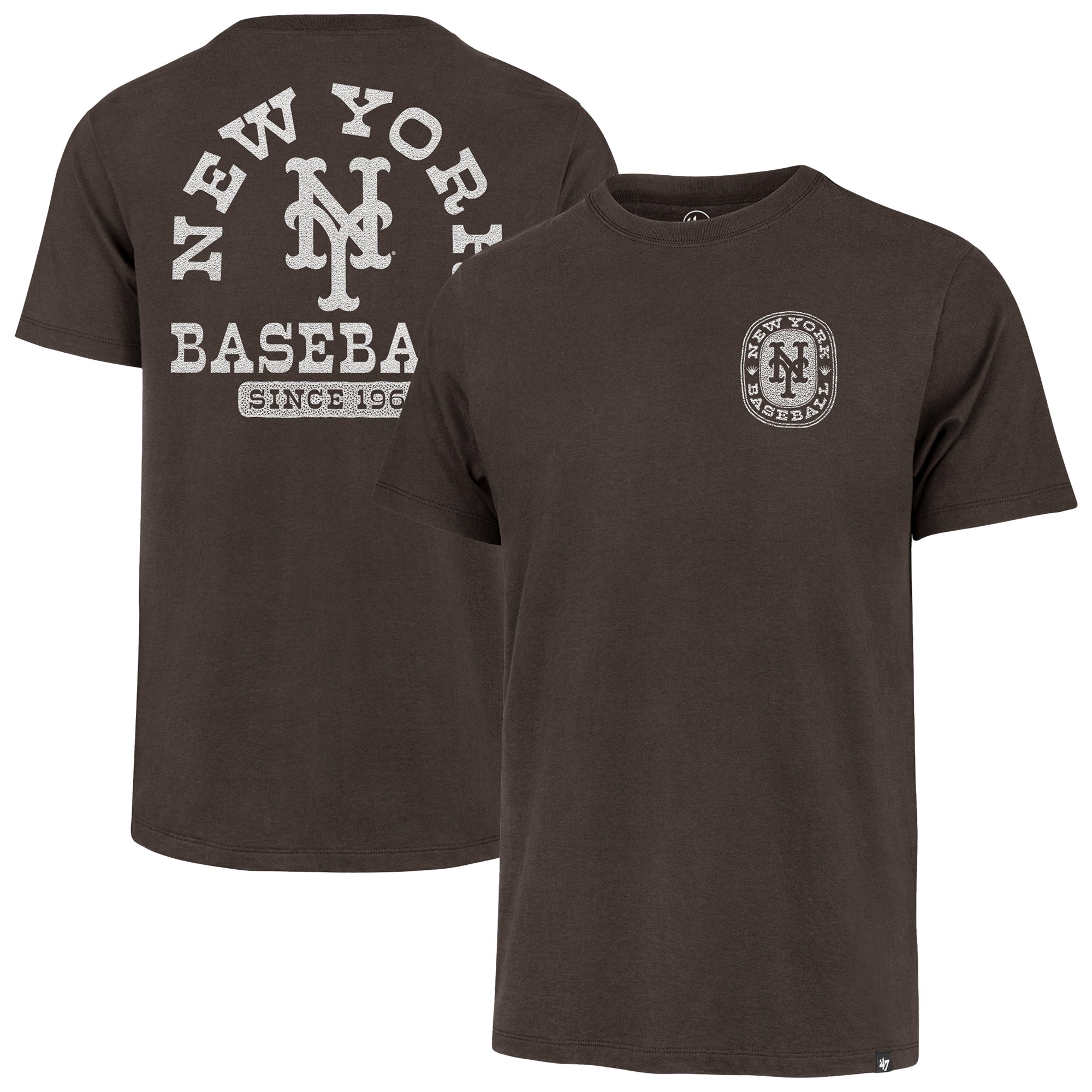 Men's '47 Brown New York Mets Back Canyon Franklin T-Shirt