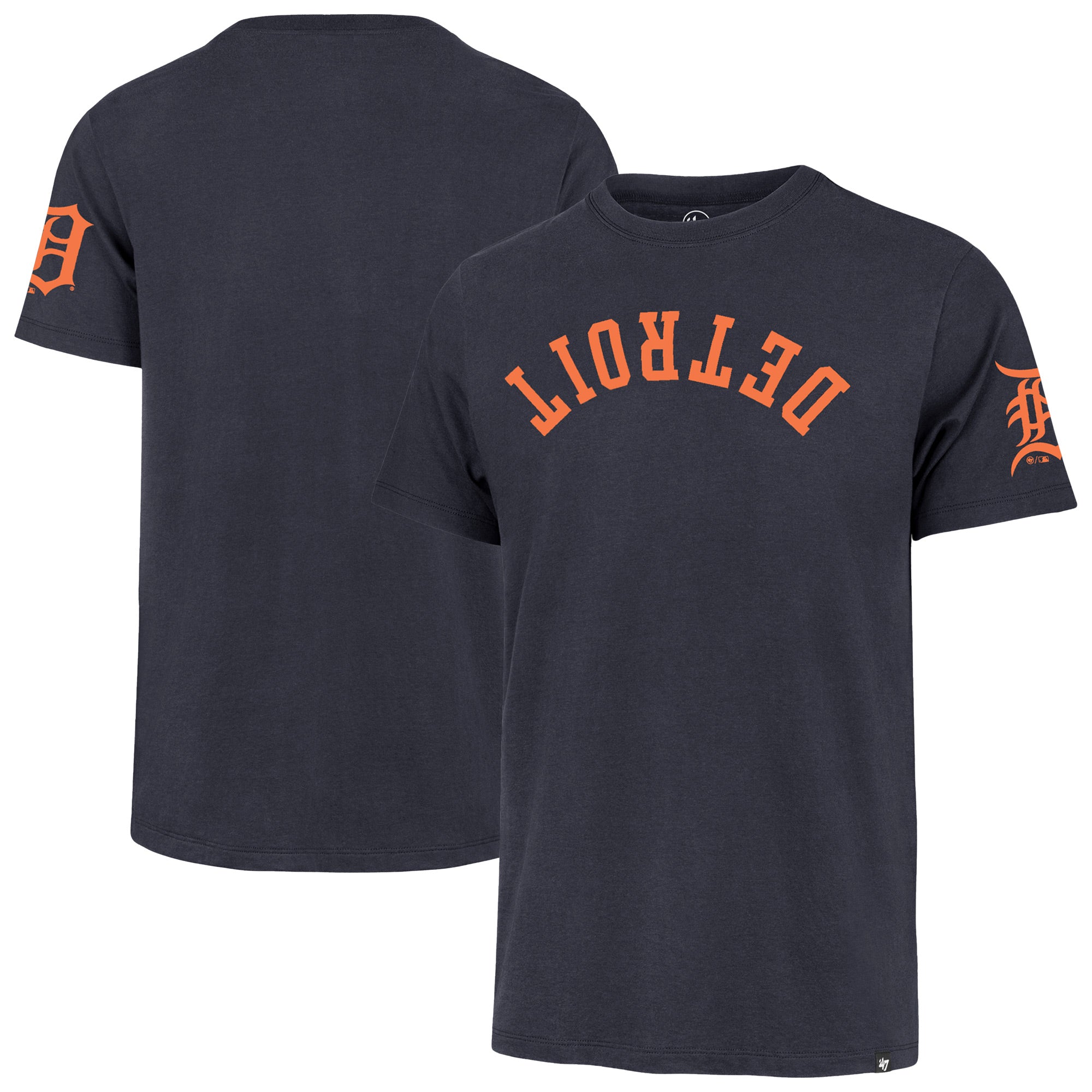 Men's '47 Navy Detroit Tigers Upside Down Two-Peat Franklin T-Shirt