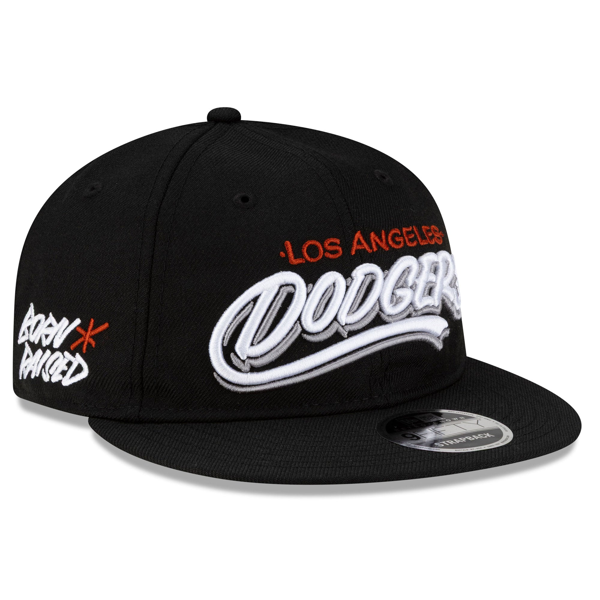 Men's New Era Born x Raised Black Los Angeles Dodgers Retro Crown 9FIFTY Snapback Hat