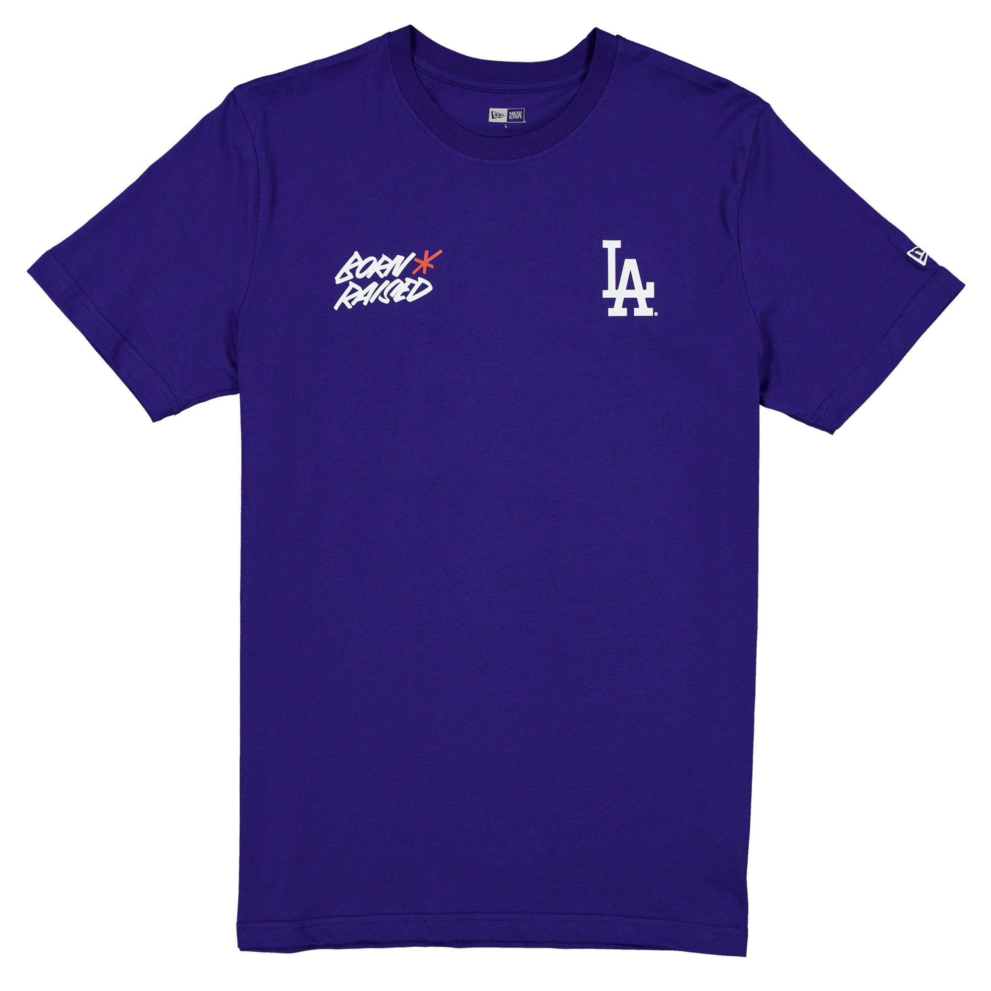 Men's New Era Born x Raised Royal Los Angeles Dodgers Script T-Shirt