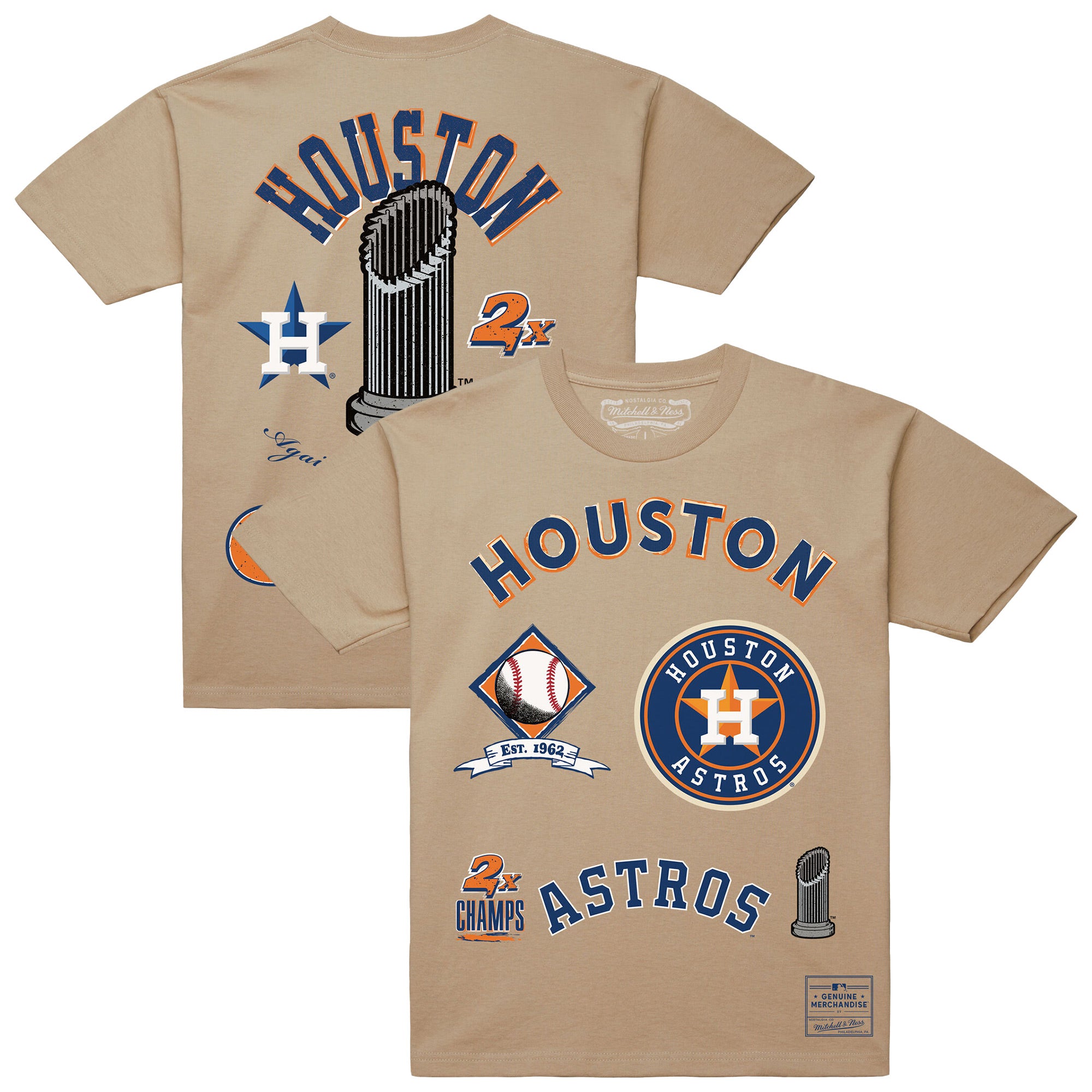 Men's Mitchell & Ness Cream Houston Astros Legacy Defined T-Shirt
