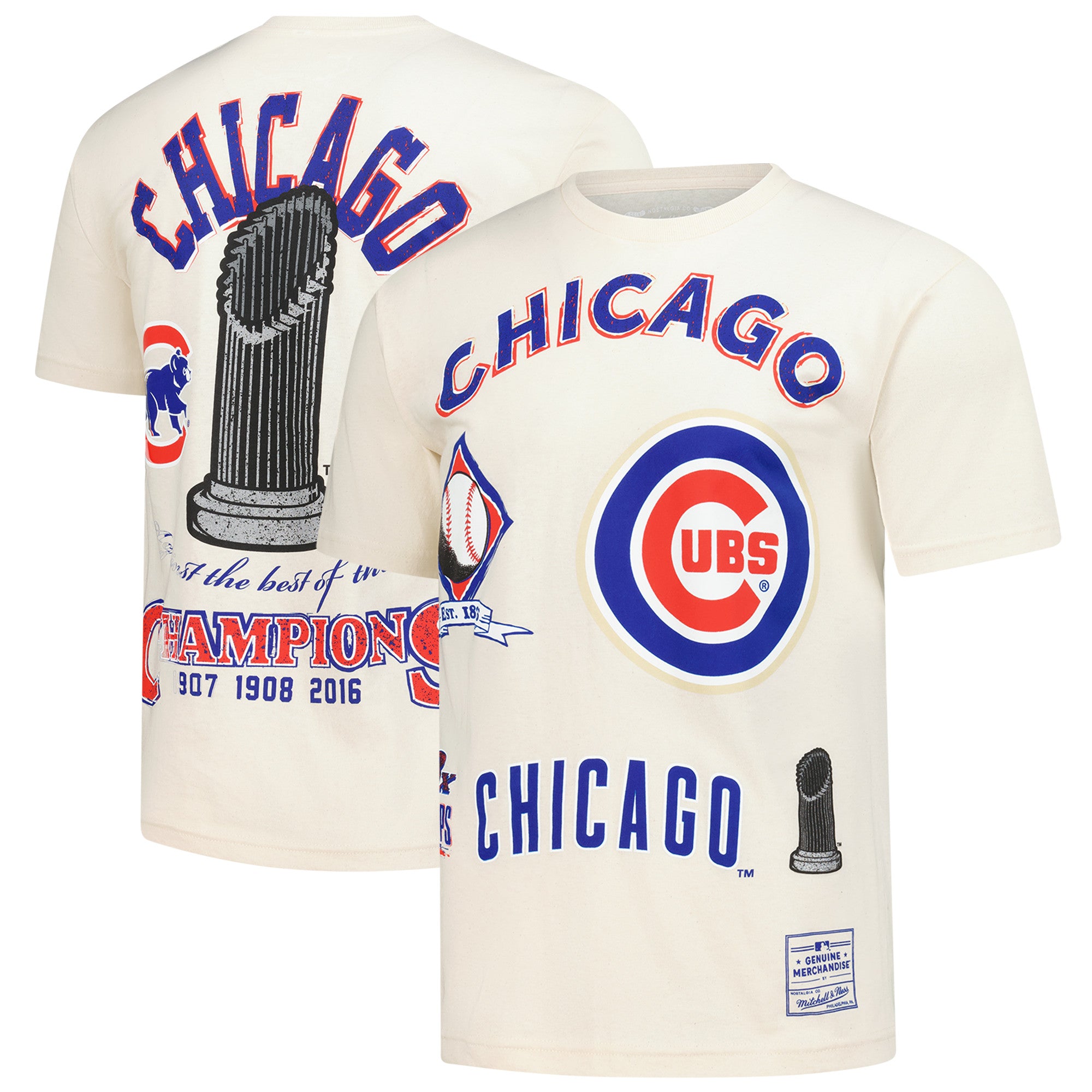 Men's Mitchell & Ness Cream Chicago Cubs Legacy Defined T-Shirt