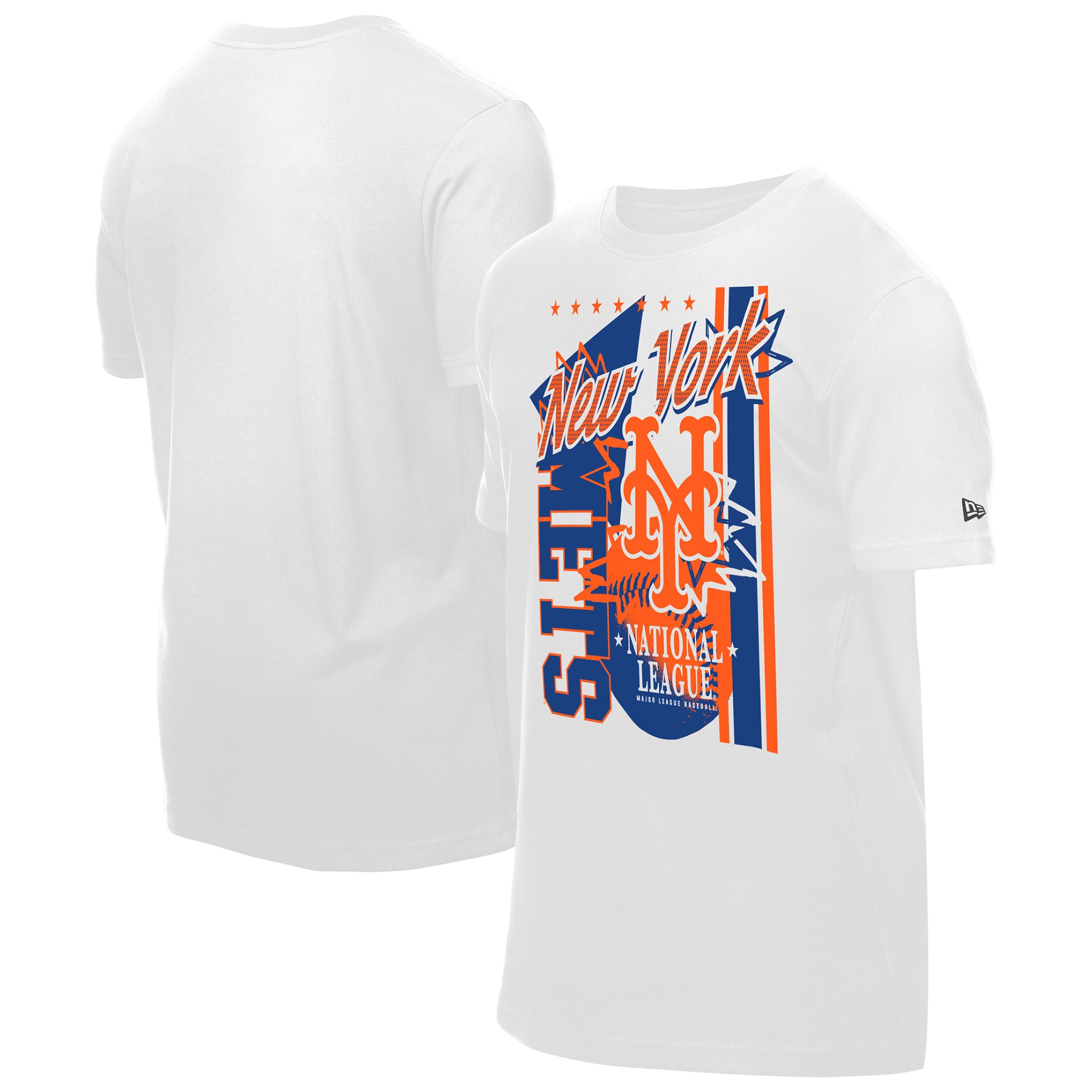 Men's New Era White New York Mets Big Graphic Domestic T-Shirt