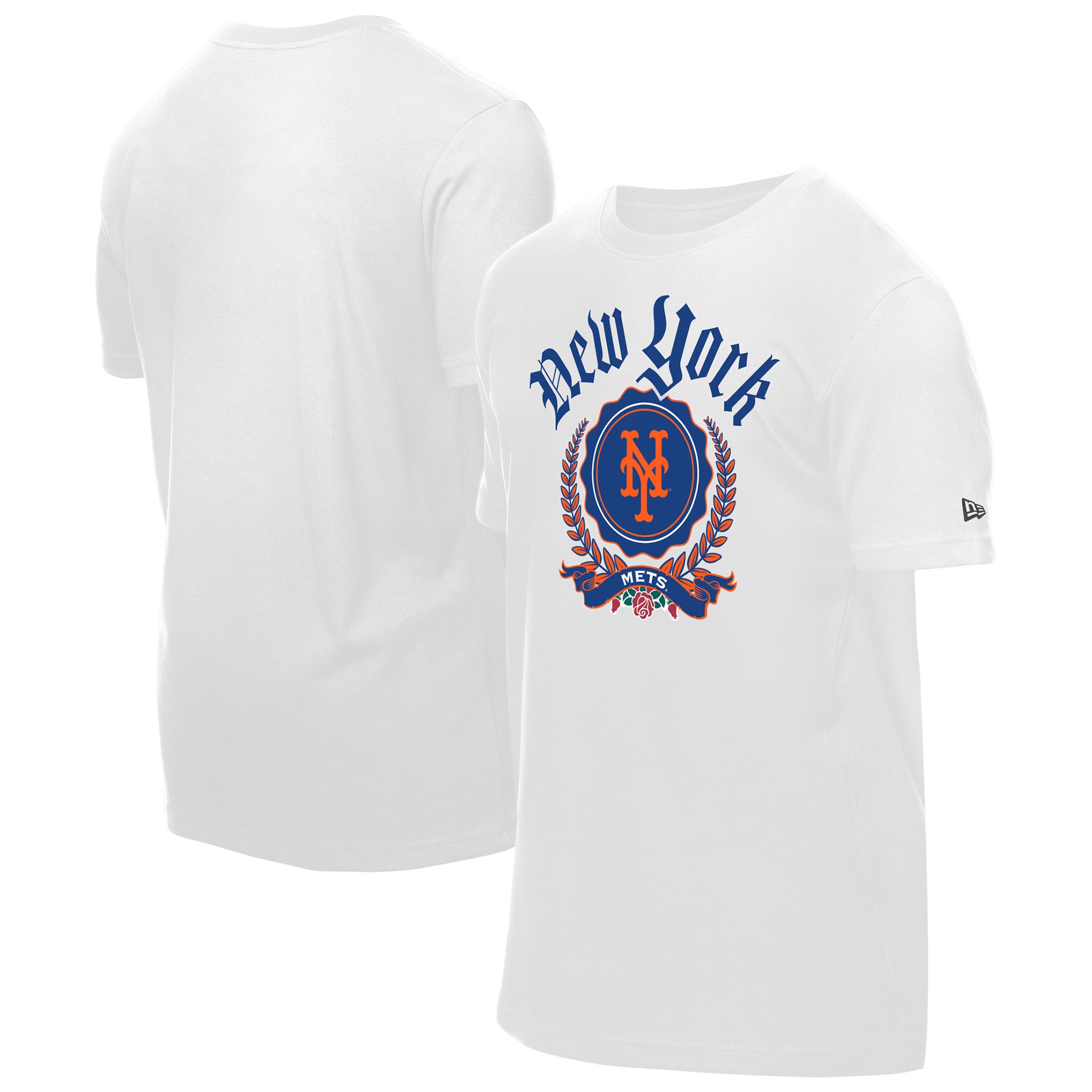 Men's New Era White New York Mets Fleur Domestic T-Shirt