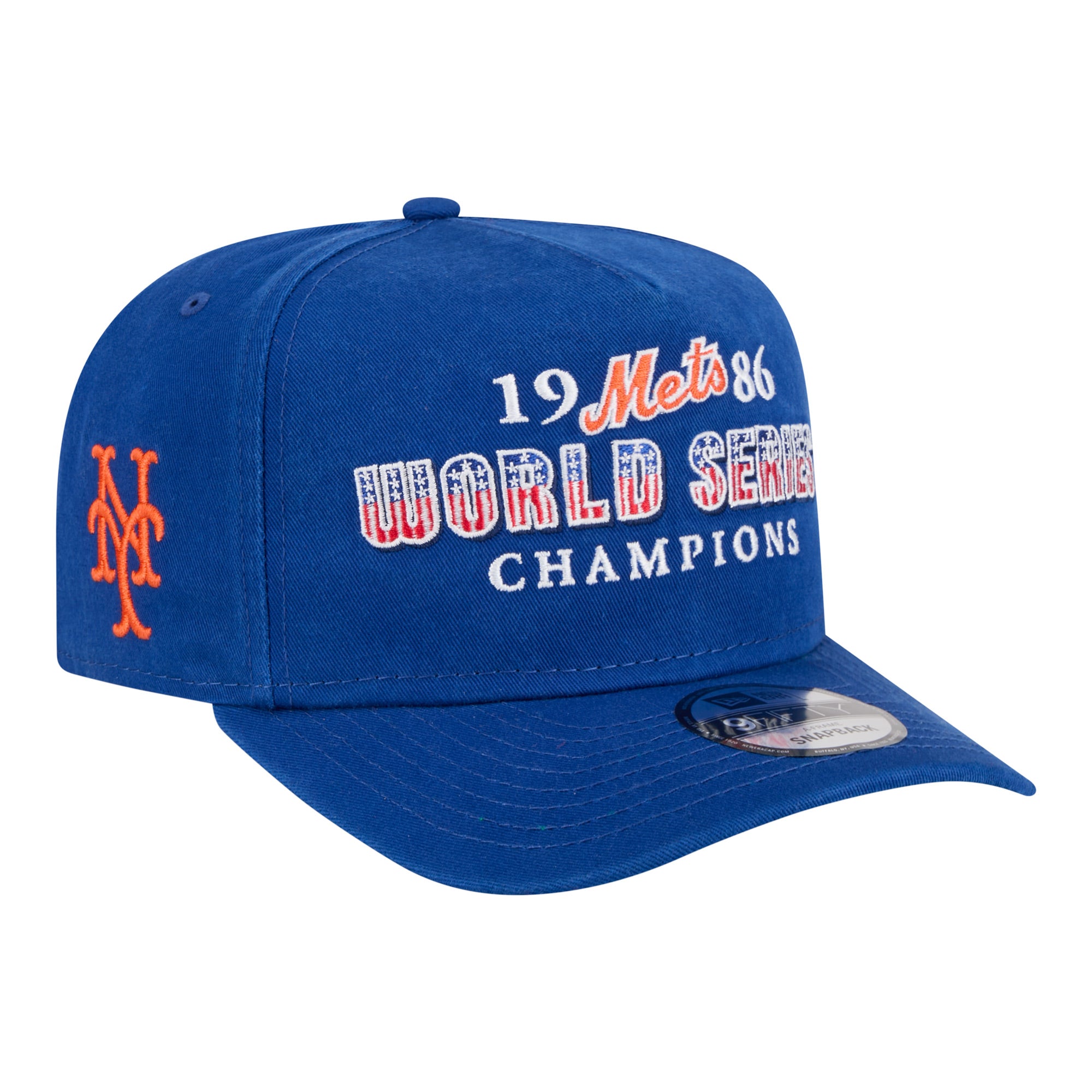 Men's New Era Royal New York Mets 1986 World Series Champions Throwback 9FIFTY A-Frame Snapback Hat