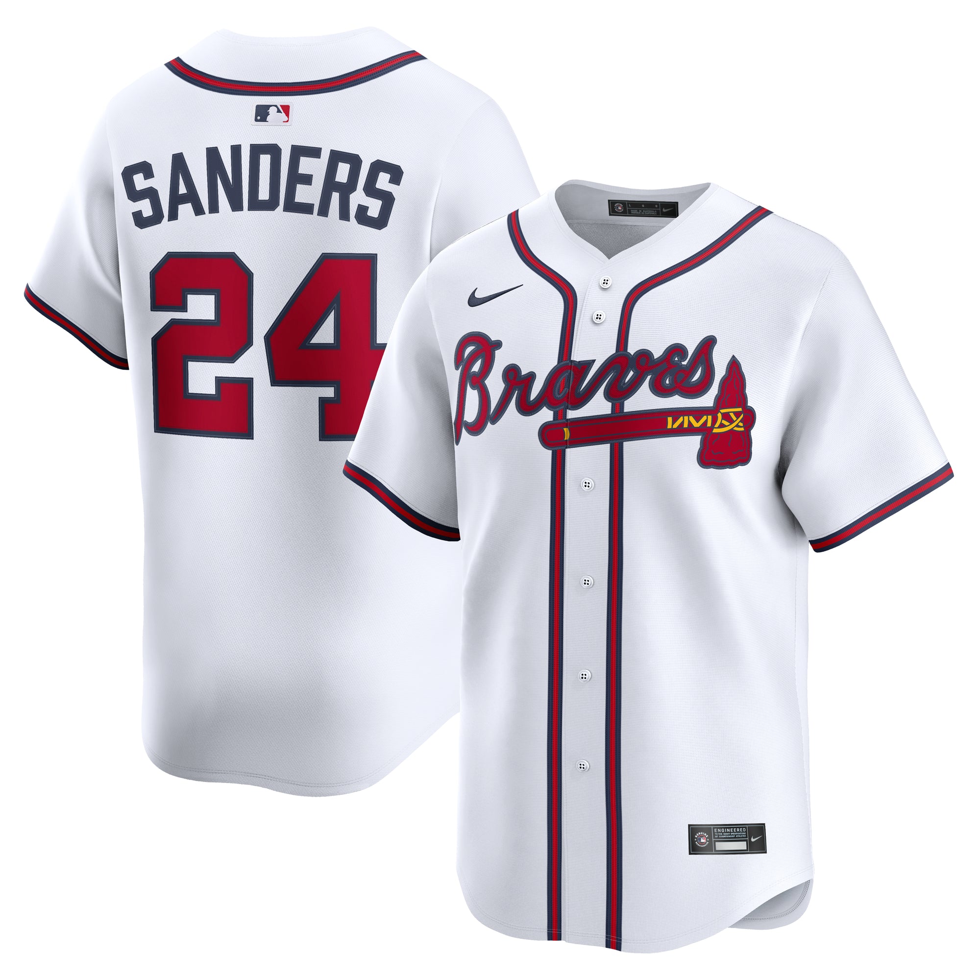 Men's Nike Deion Sanders White Atlanta Braves Limited Player Jersey