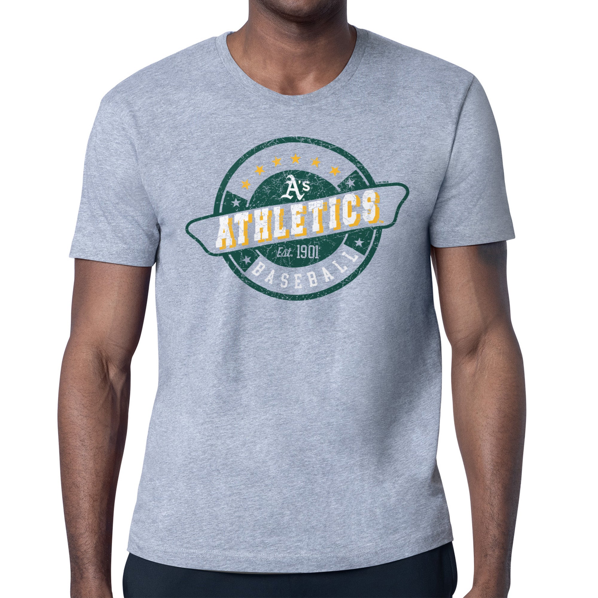Men's Starter Heather Gray Athletics Route 66 Team Logo T-Shirt