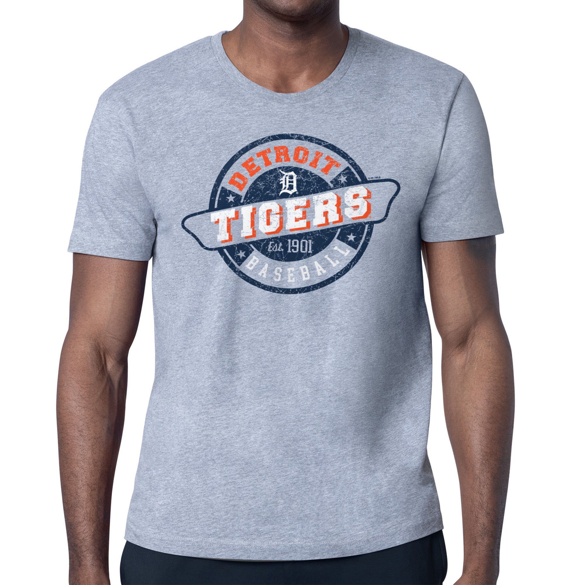 Men's Starter Heather Gray Detroit Tigers Route 66 Team Logo T-Shirt