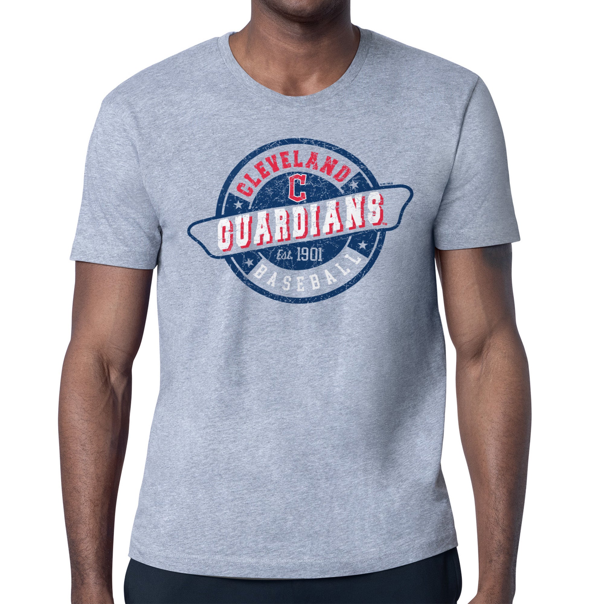 Men's Starter Gray Cleveland Guardians Route 66 Team Logo T-Shirt