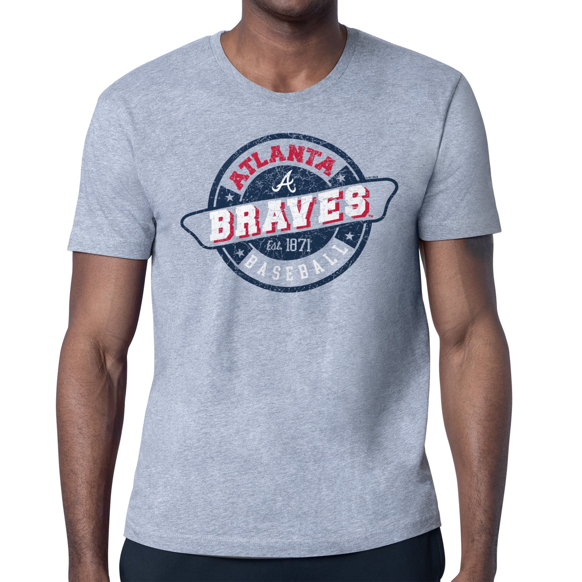 Men's Starter Heather Gray Atlanta Braves Route 66 Team Logo T-Shirt