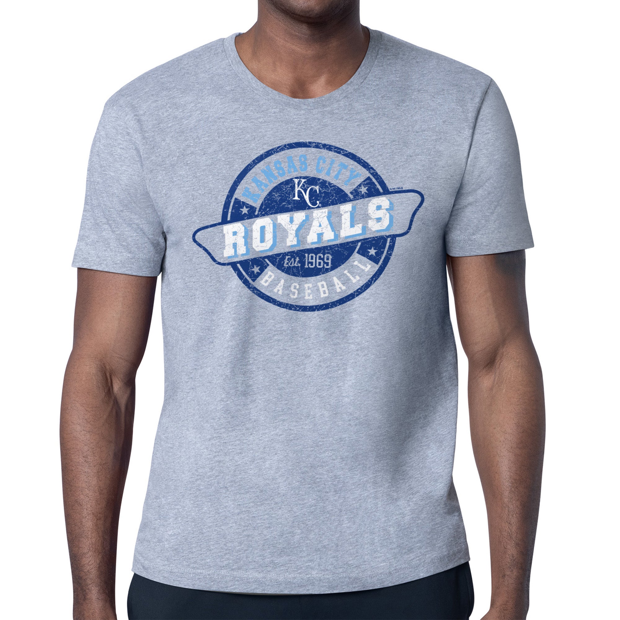 Men's Starter Heather Gray Kansas City Royals Route 66 Team Logo T-Shirt