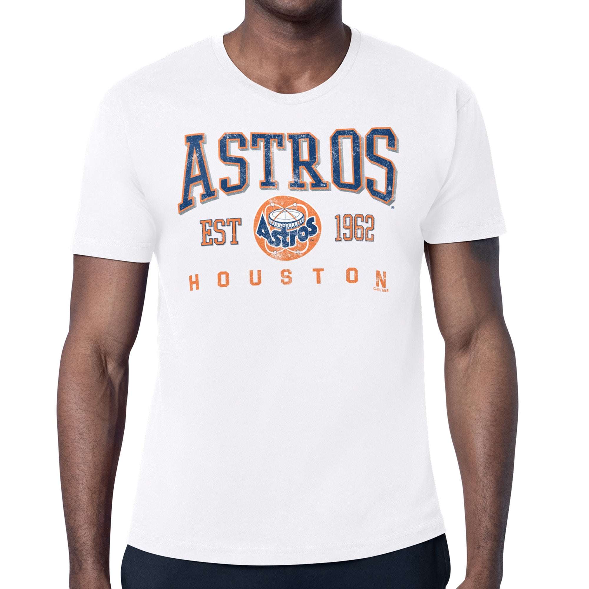 Men's Starter White Houston Astros Distressed Logo T-Shirt