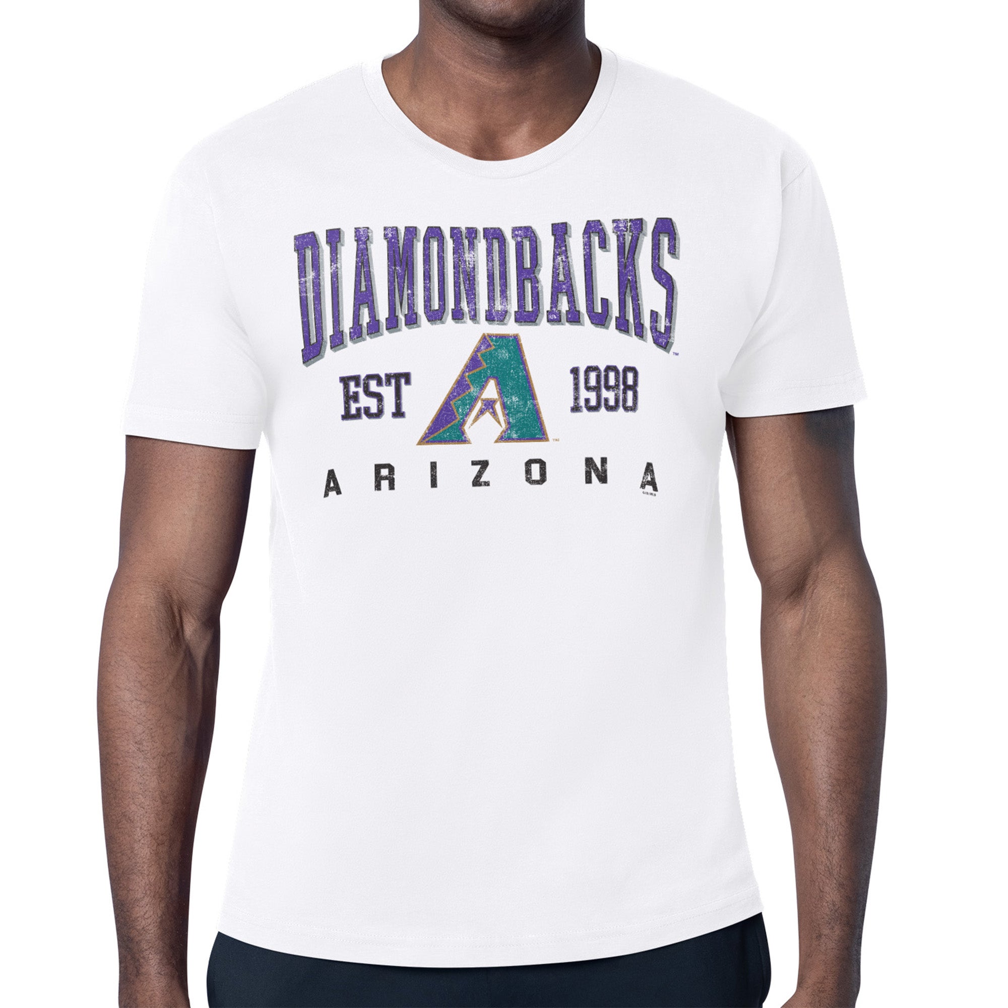 Men's Starter White Arizona Diamondbacks Distressed Logo T-Shirt