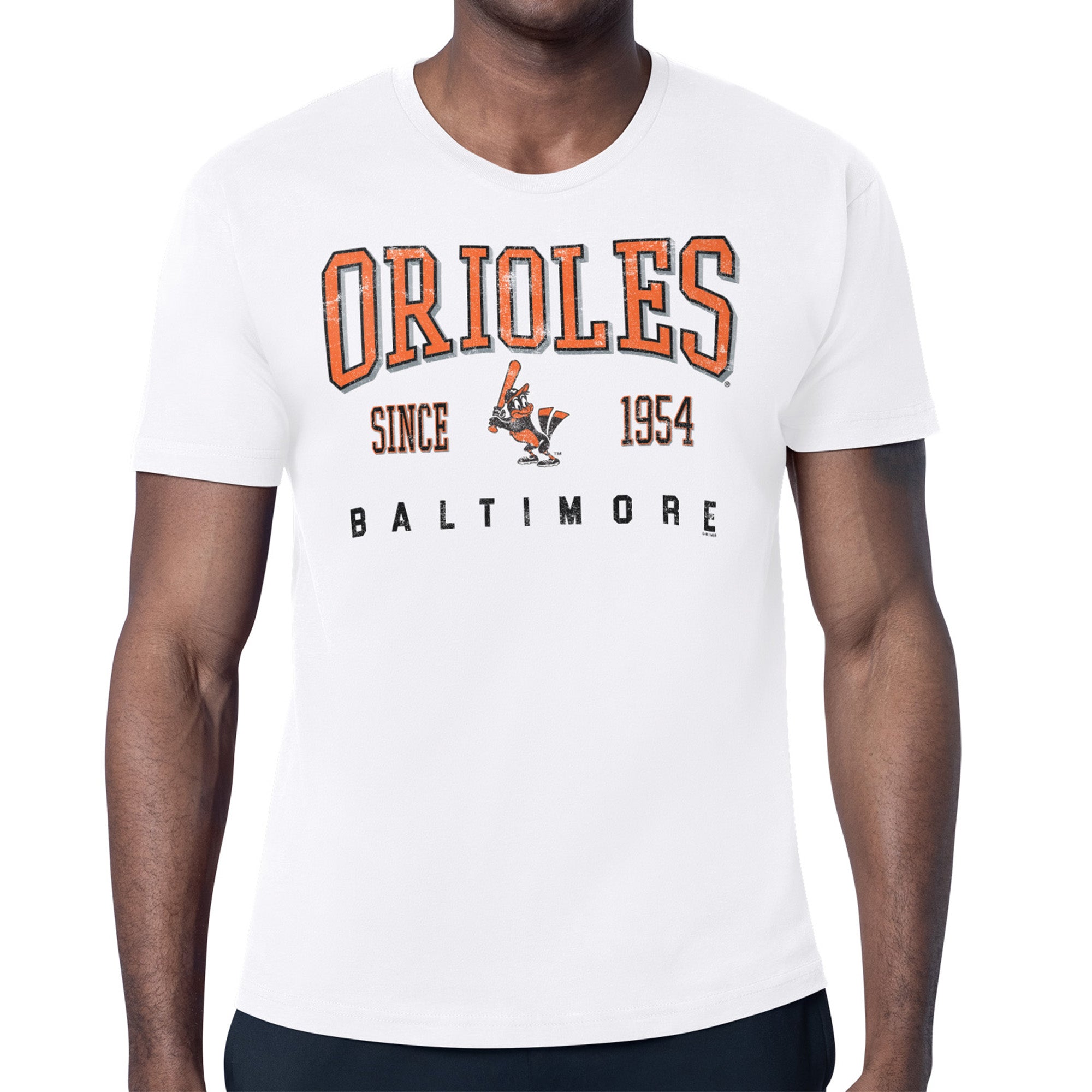 Men's Starter White Baltimore Orioles Distressed Logo T-Shirt