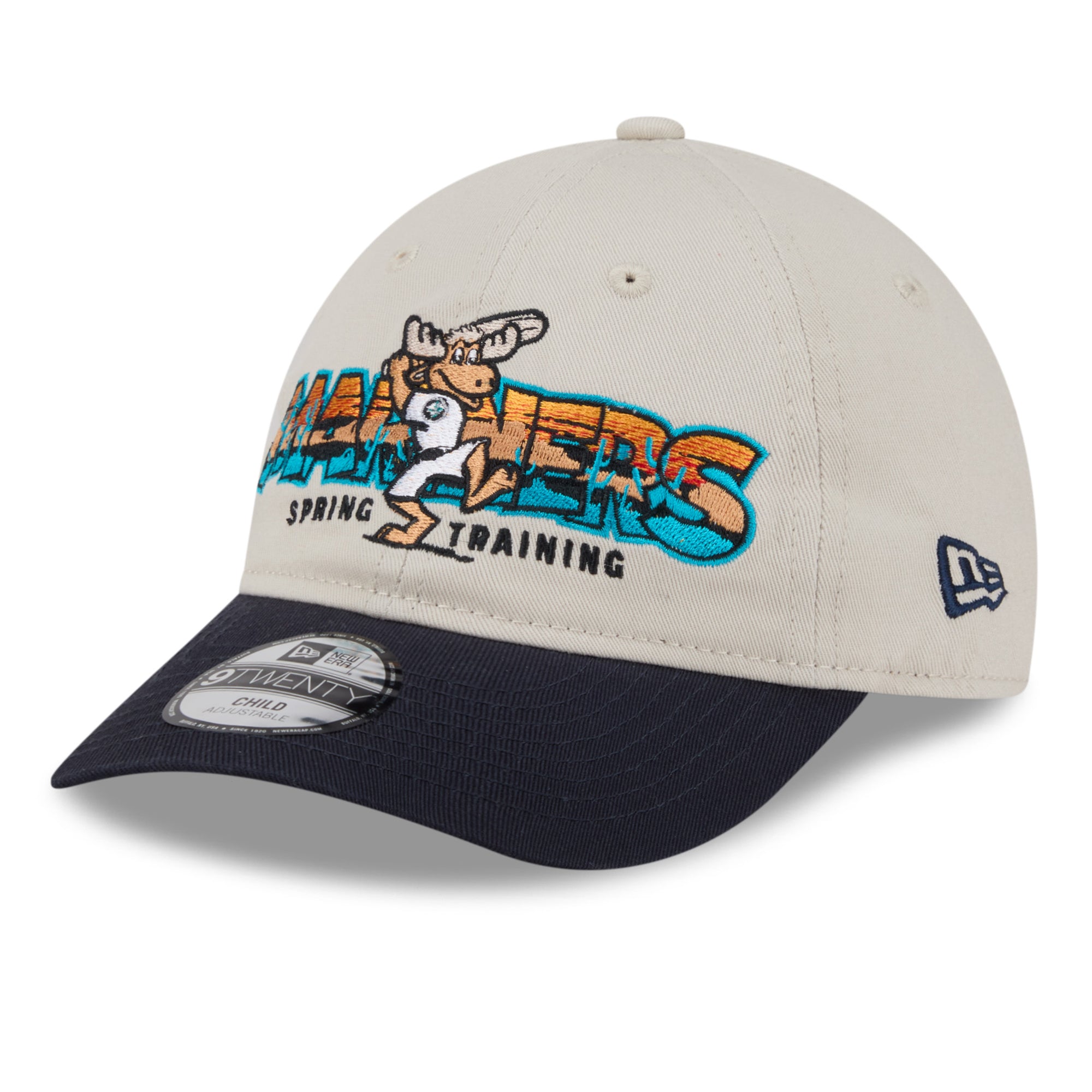 Youth New Era  Stone/Navy Seattle Mariners 2026 Spring Training Fan Pack Batter 9TWENTY Adjustable Hat