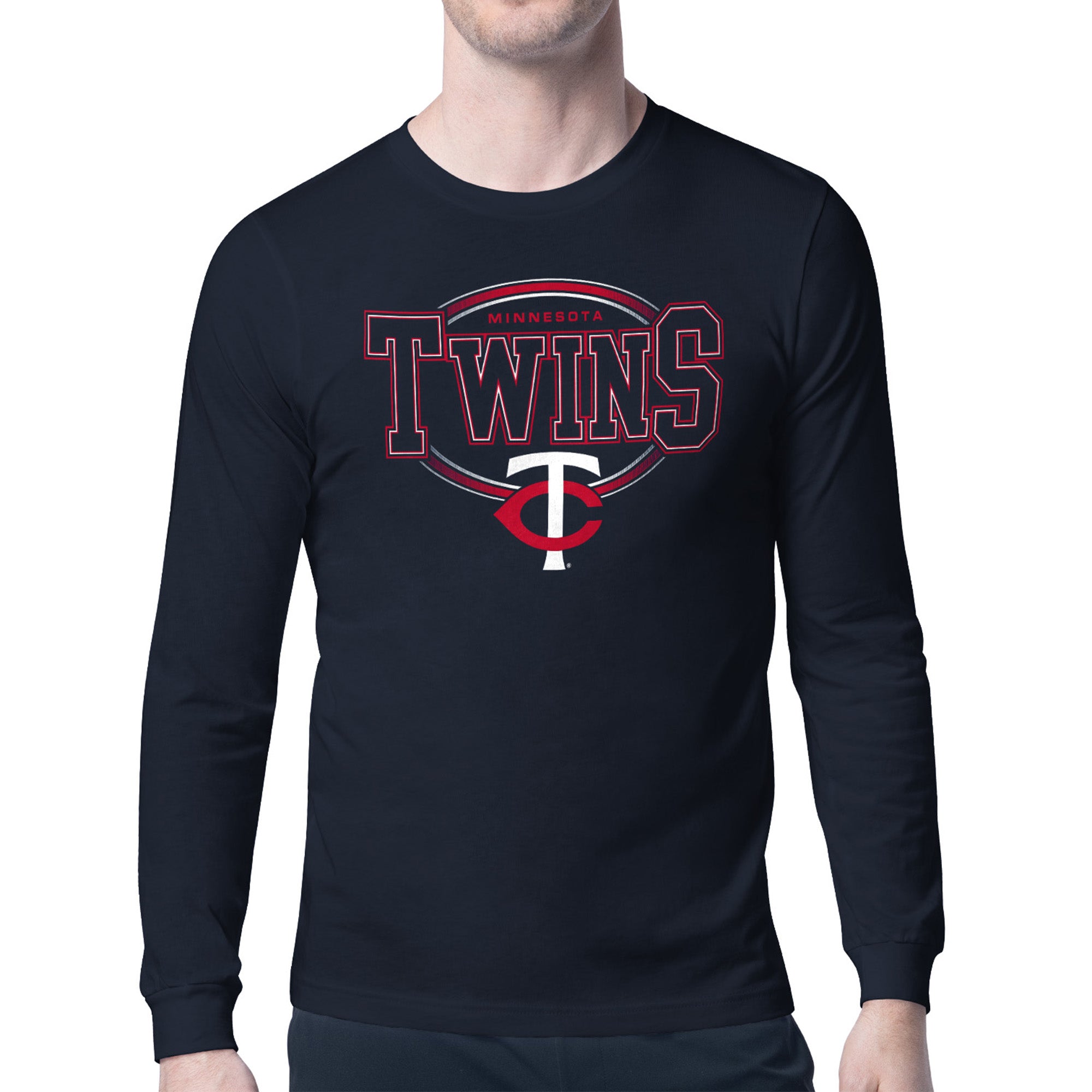 Men's Starter Navy Minnesota Twins Team Track Graphic Long Sleeve T-Shirt