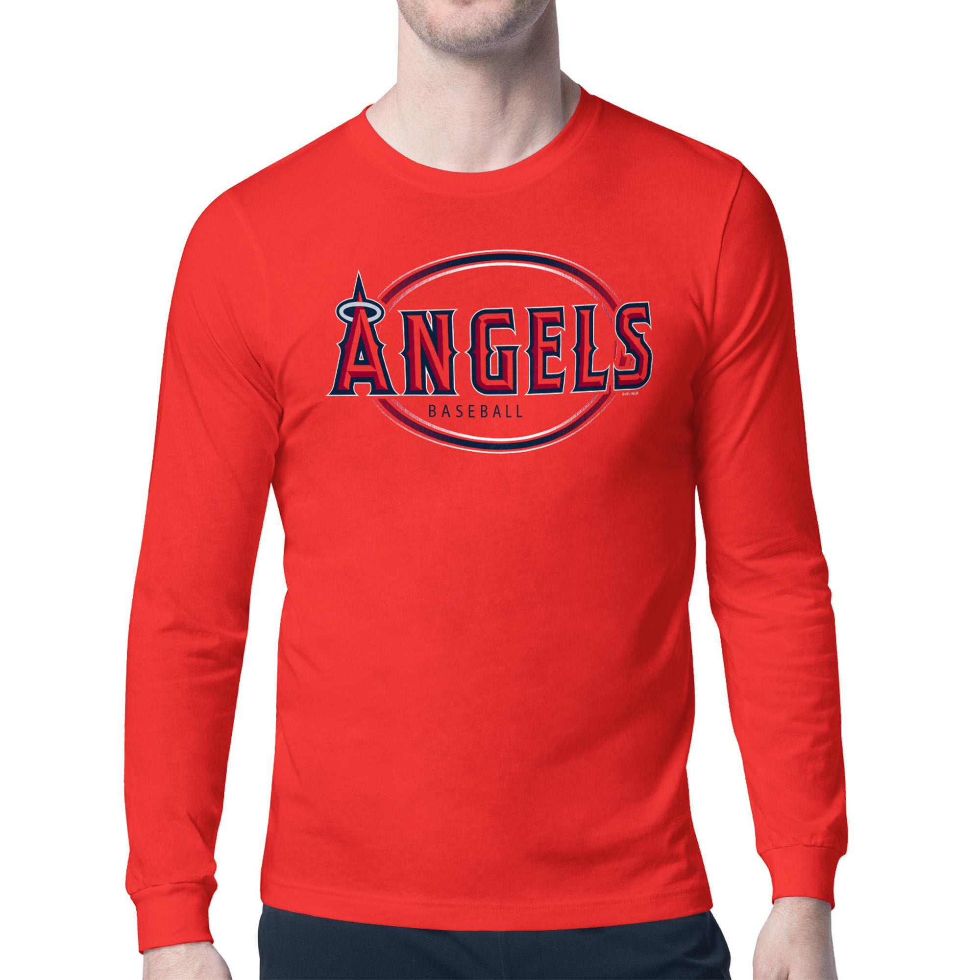 Men's Starter Red Los Angeles Angels Team Track Graphic Long Sleeve T-Shirt