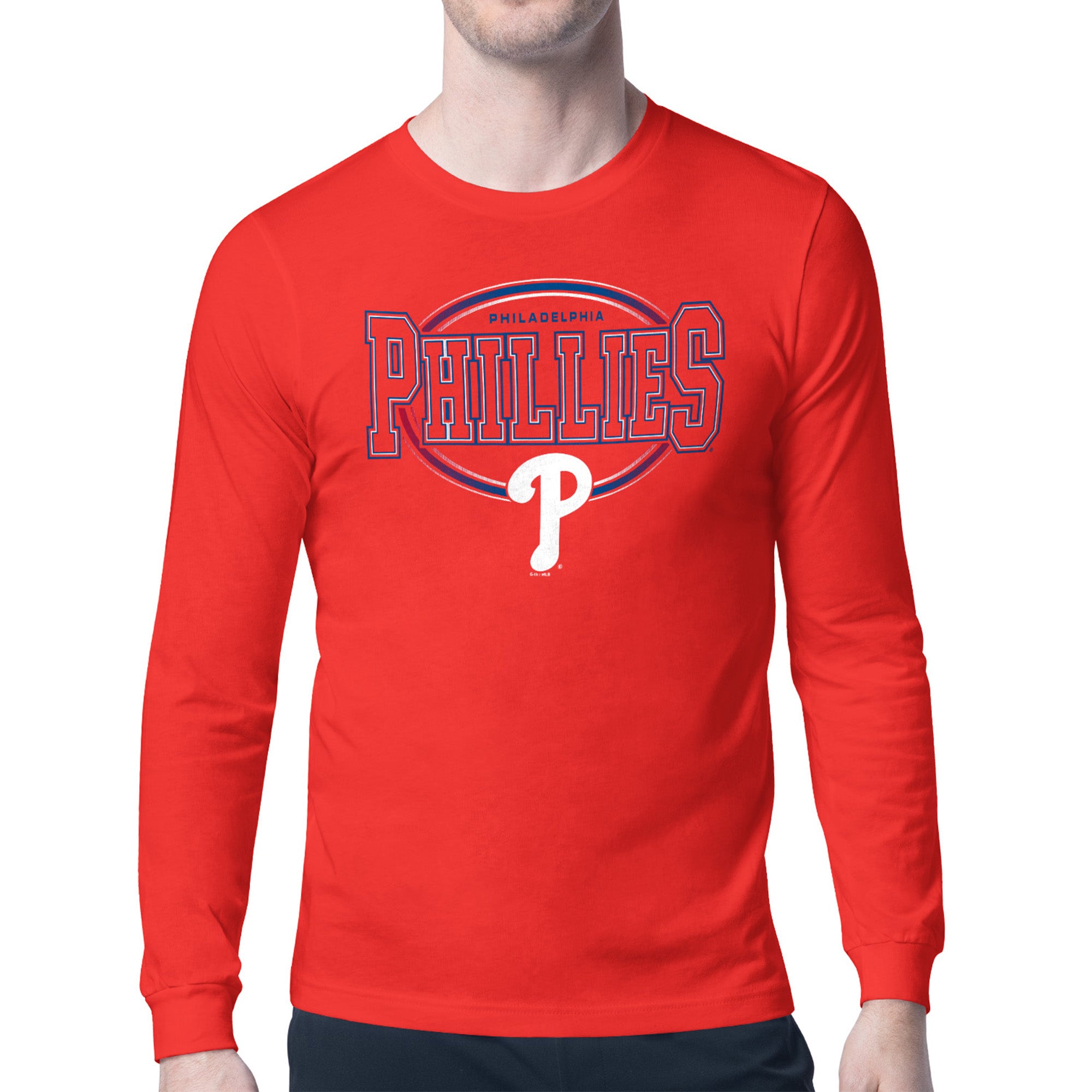 Men's Starter Red Philadelphia Phillies Team Track Graphic Long Sleeve T-Shirt