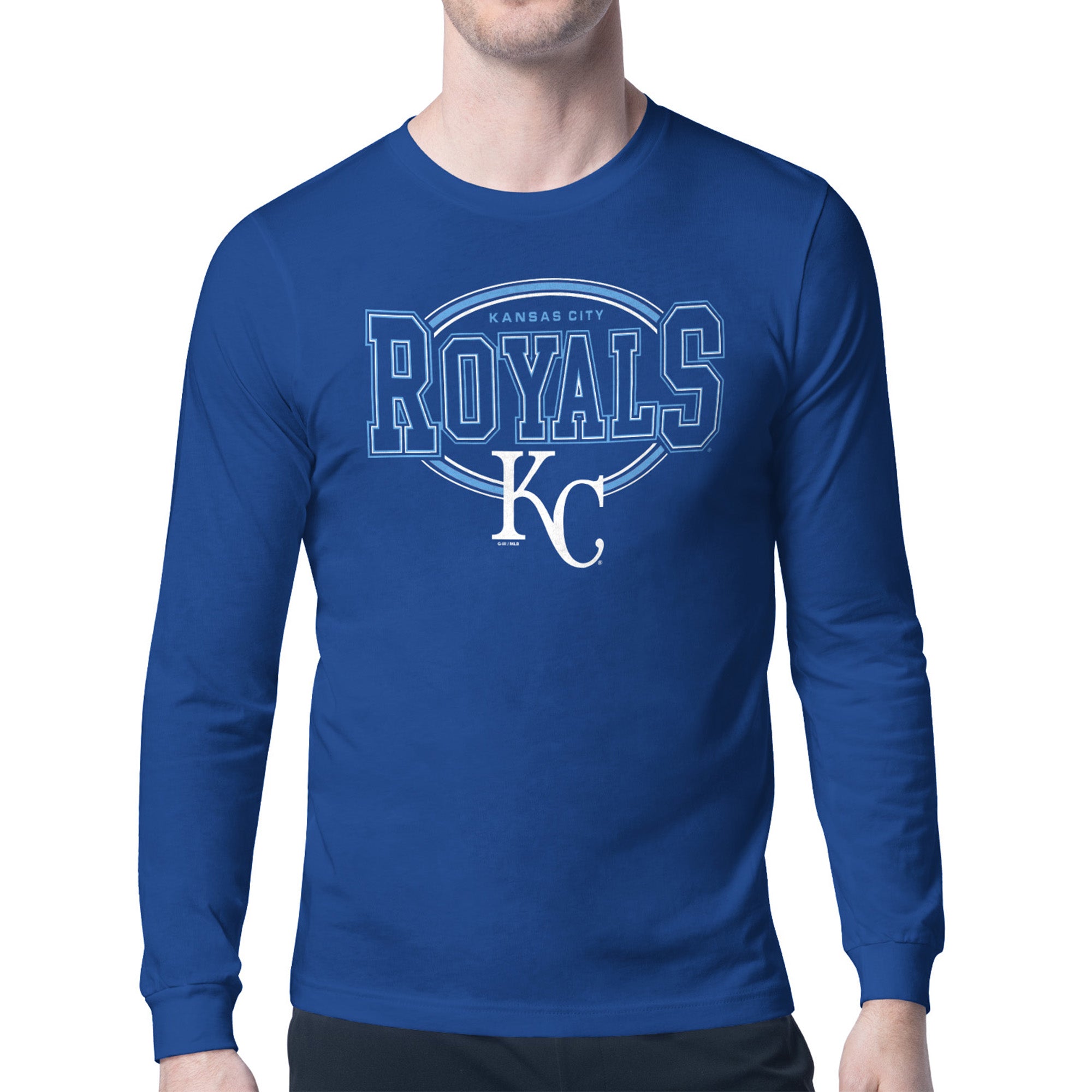 Men's Starter Royal Kansas City Royals Team Track Graphic Long Sleeve T-Shirt