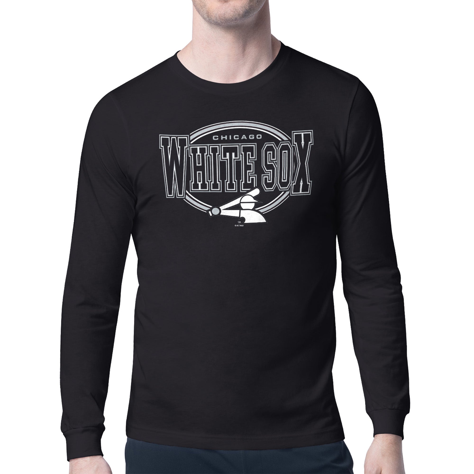 Men's Starter Black Chicago White Sox Team Track Graphic Long Sleeve T-Shirt