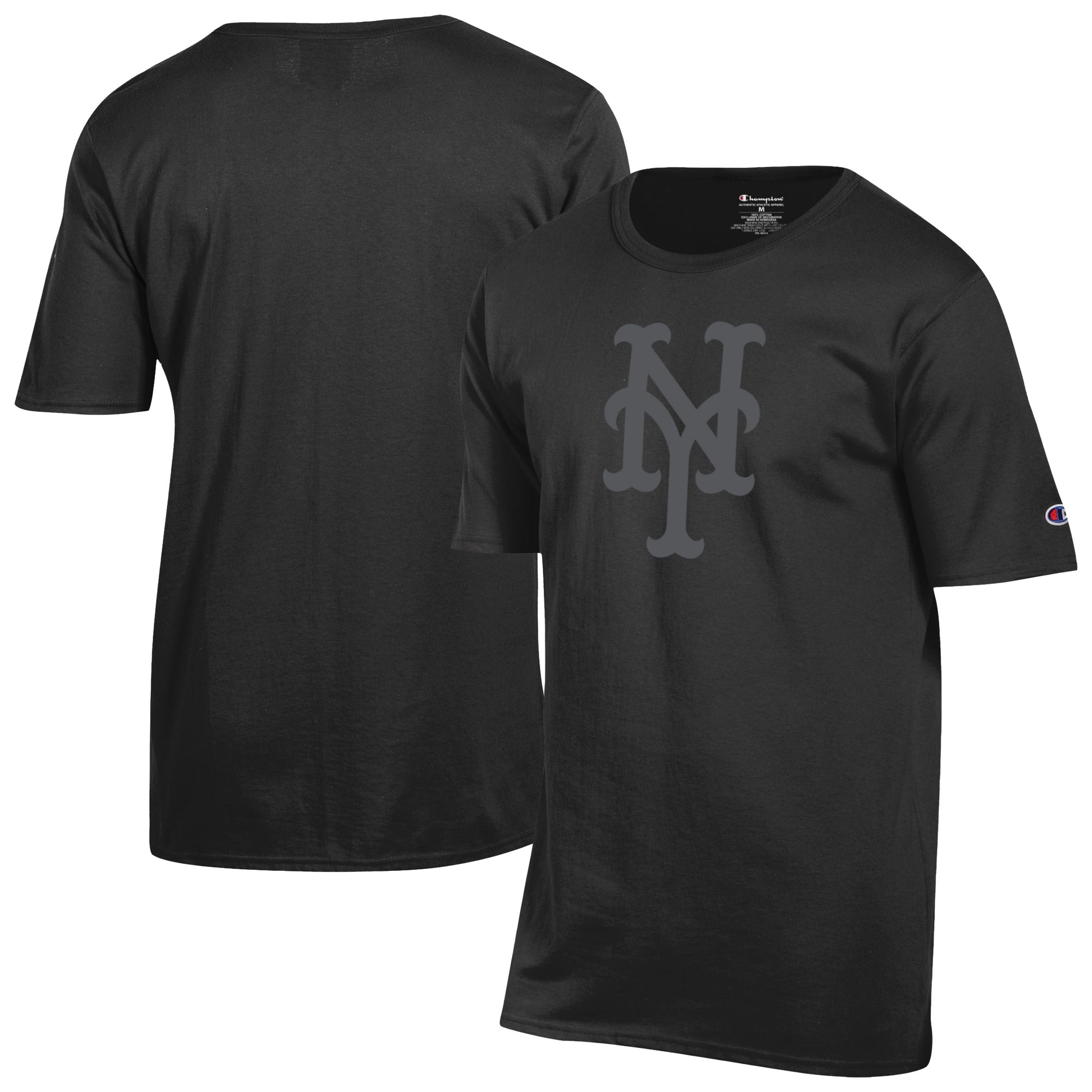 Men's Champion Black New York Mets Tonal Logo T-Shirt
