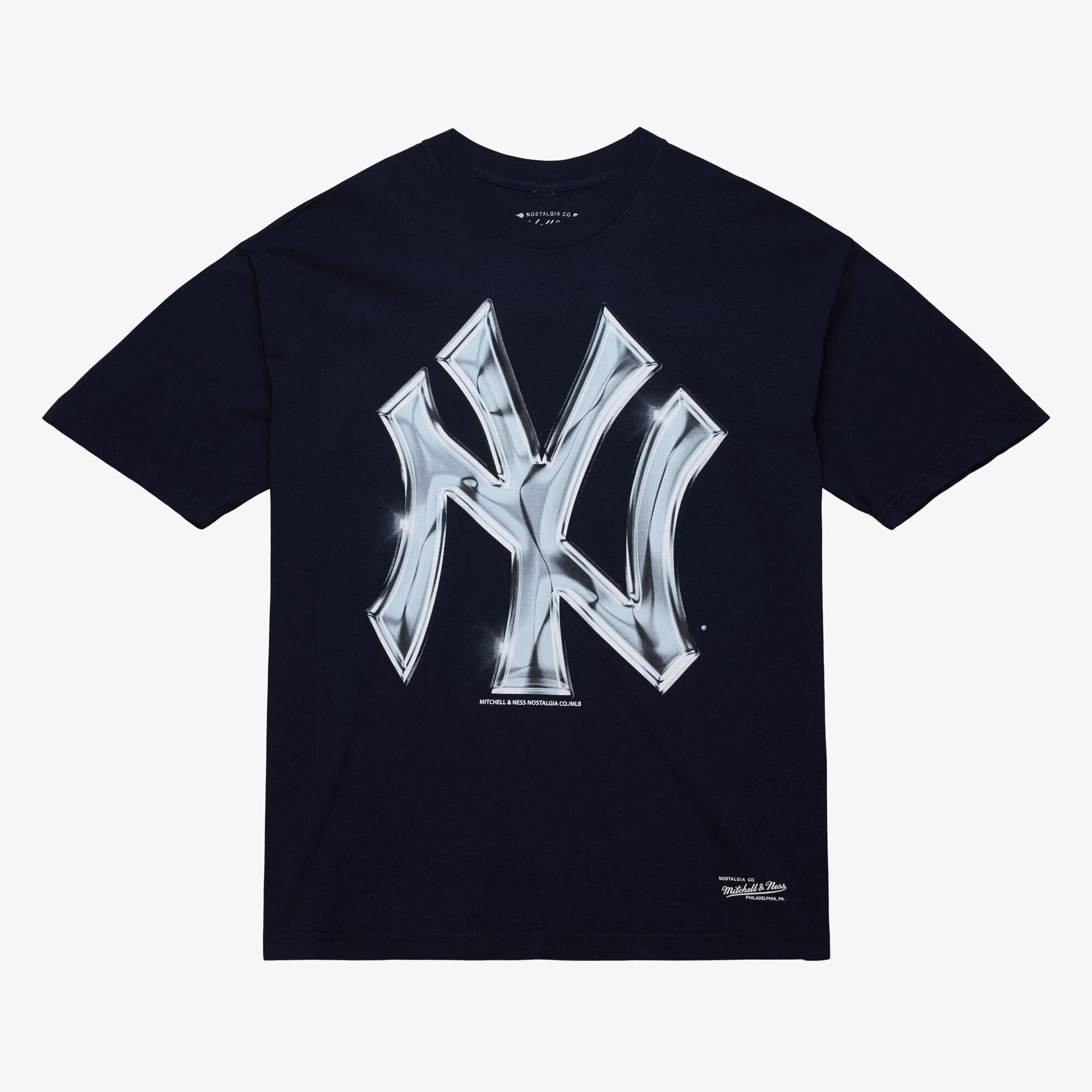 Men's Mitchell & Ness Navy New York Yankees Liquid Chrome T-Shirt