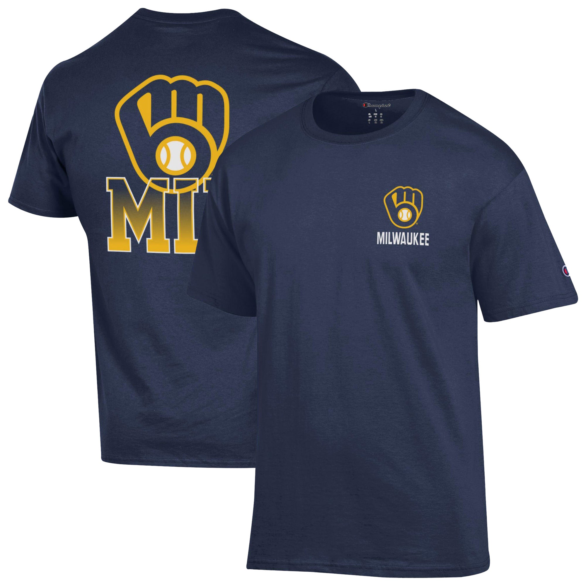 Men's Champion  Navy Milwaukee Brewers Jersey T-Shirt