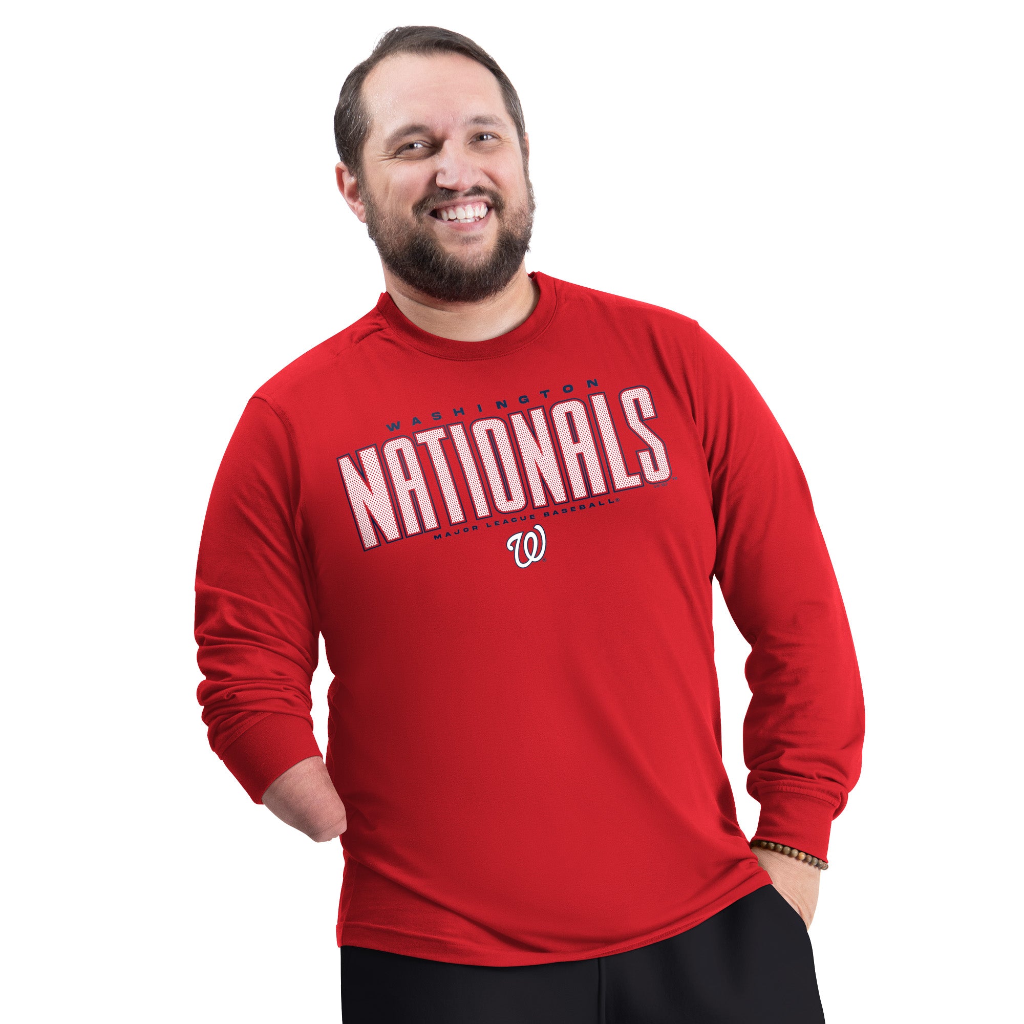 Men's G-III Sports by Carl Banks Red Washington Nationals Adaptive Long Sleeve T-Shirt
