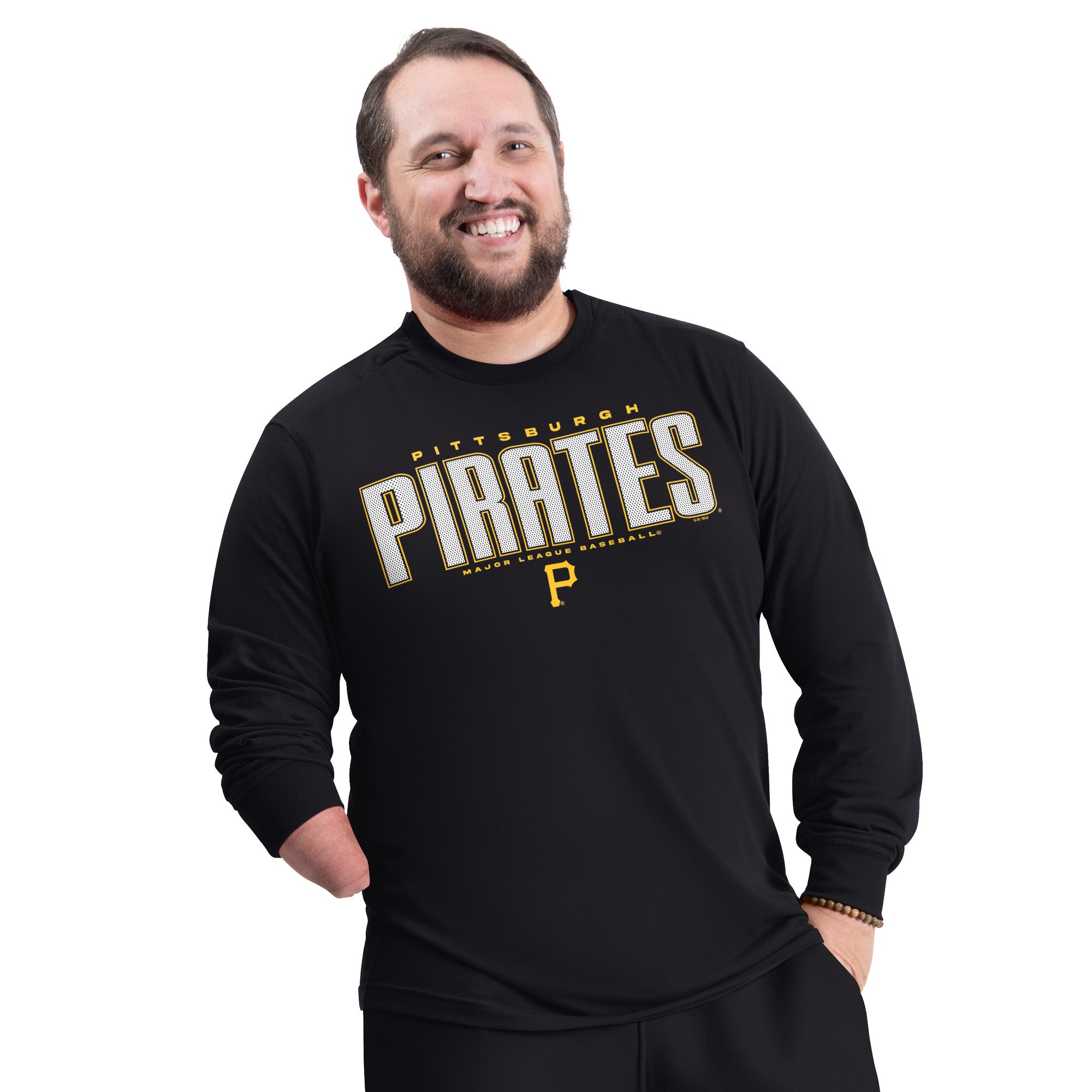 Men's G-III Sports by Carl Banks Black Pittsburgh Pirates Adaptive Long Sleeve T-Shirt