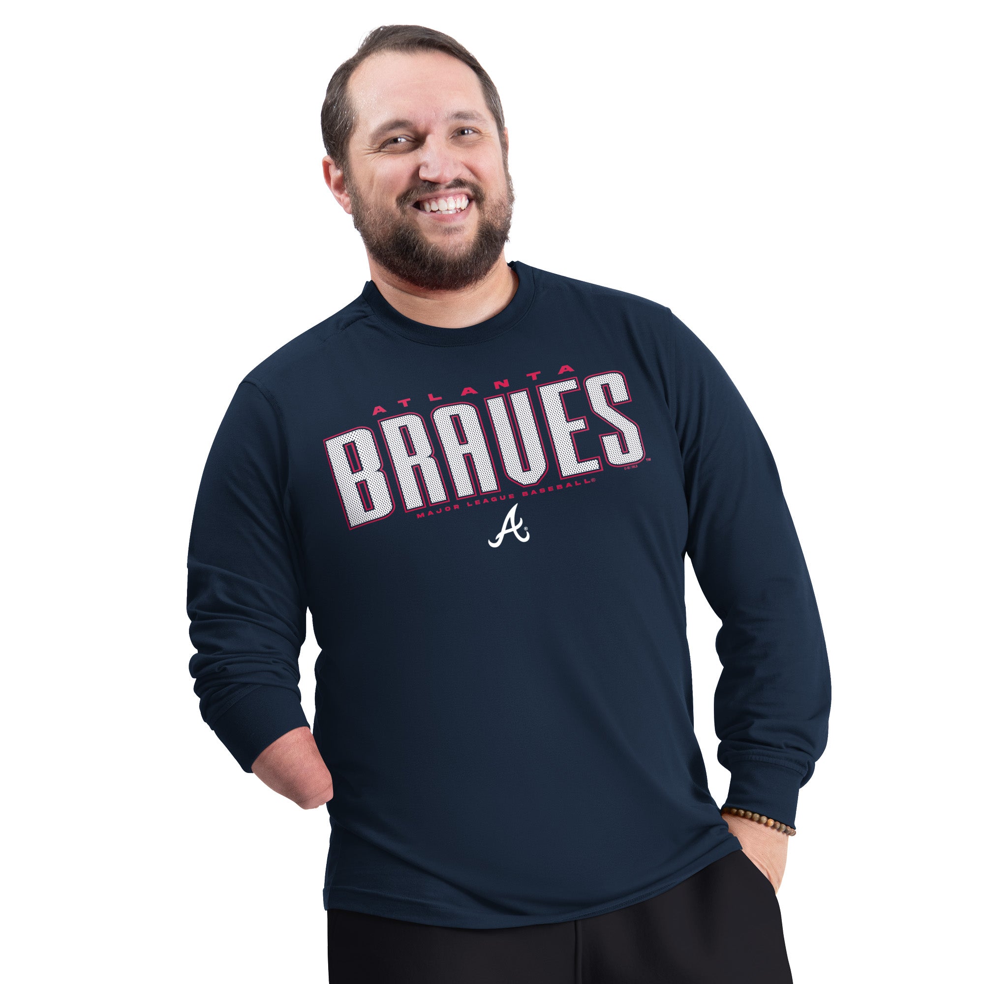 Men's G-III Sports by Carl Banks Navy Atlanta Braves Adaptive Long Sleeve T-Shirt