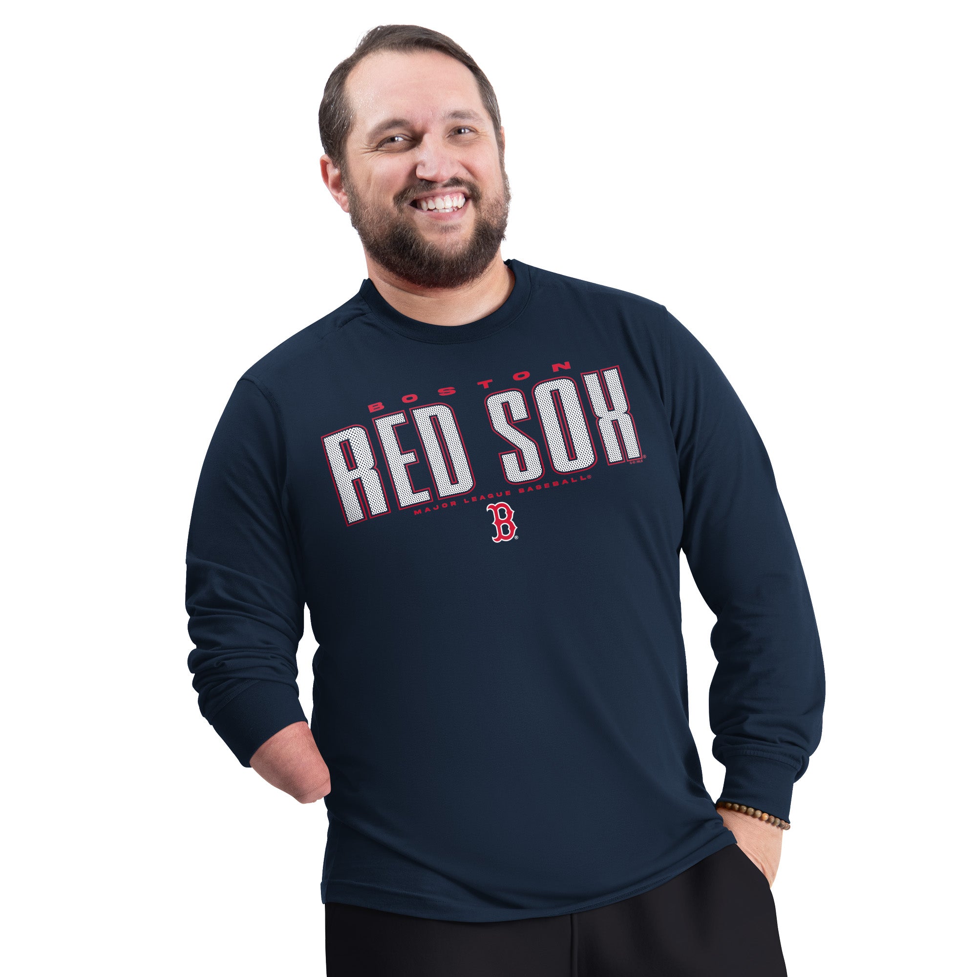Men's G-III Sports by Carl Banks Navy Boston Red Sox Adaptive Long Sleeve T-Shirt