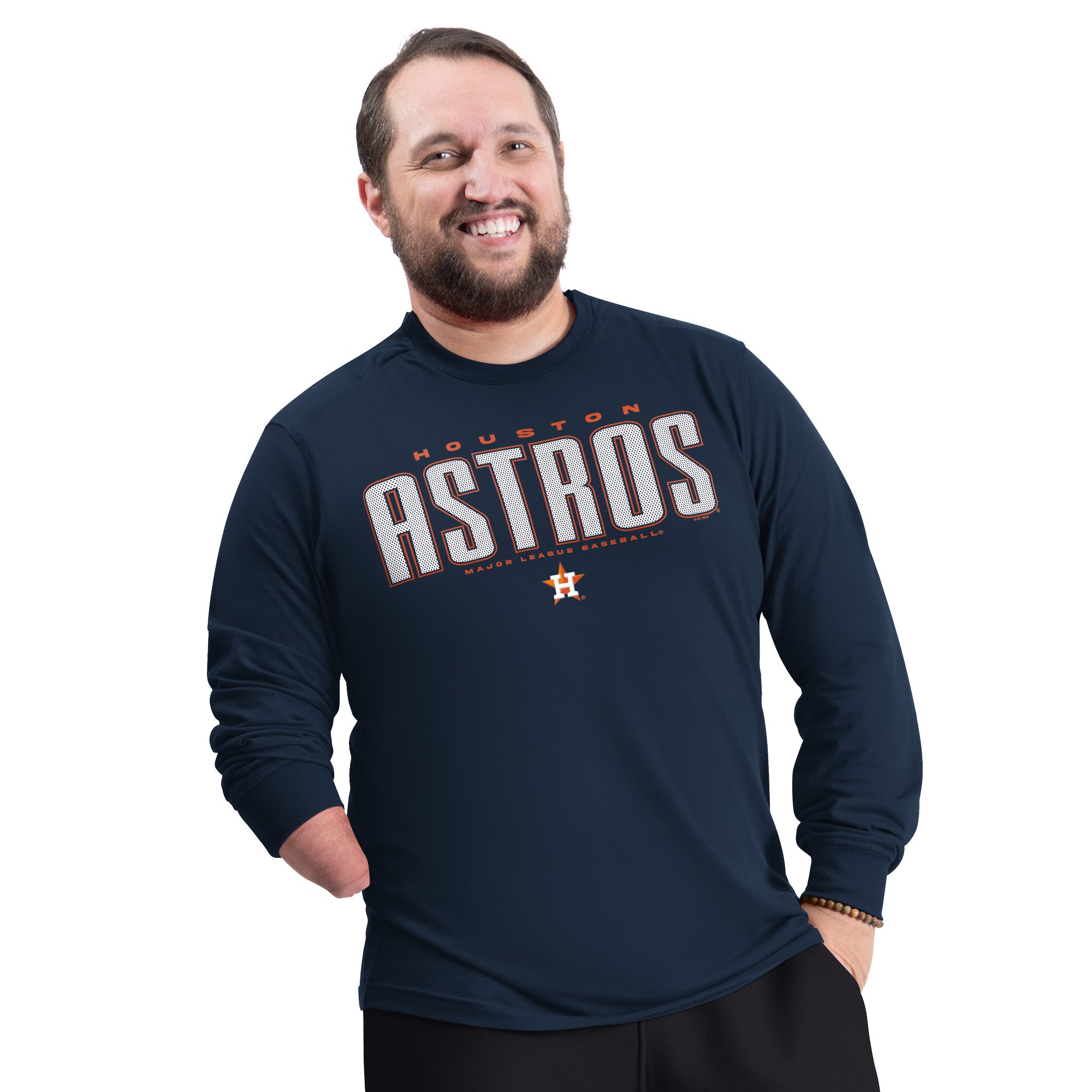 Men's G-III Sports by Carl Banks Navy Houston Astros Adaptive Long Sleeve T-Shirt