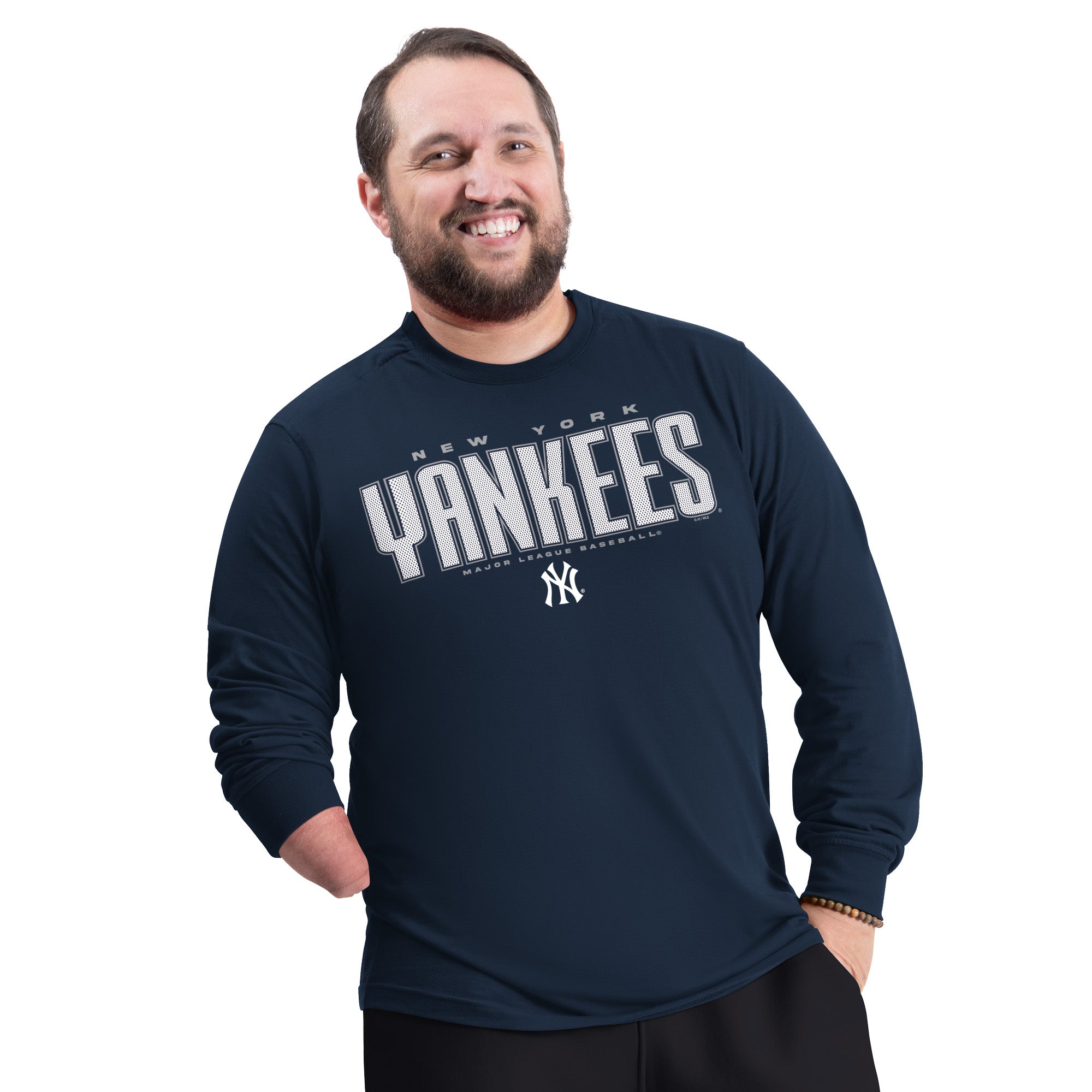 Men's G-III Sports by Carl Banks Navy New York Yankees Adaptive Long Sleeve T-Shirt
