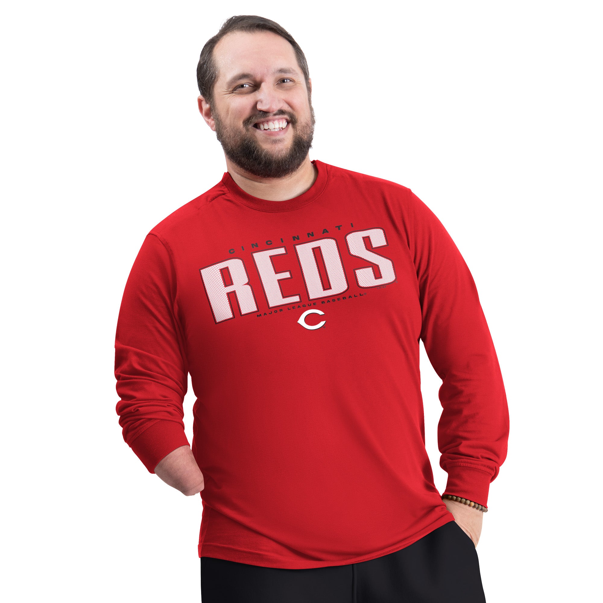 Men's G-III Sports by Carl Banks Red Cincinnati Reds Adaptive Long Sleeve T-Shirt