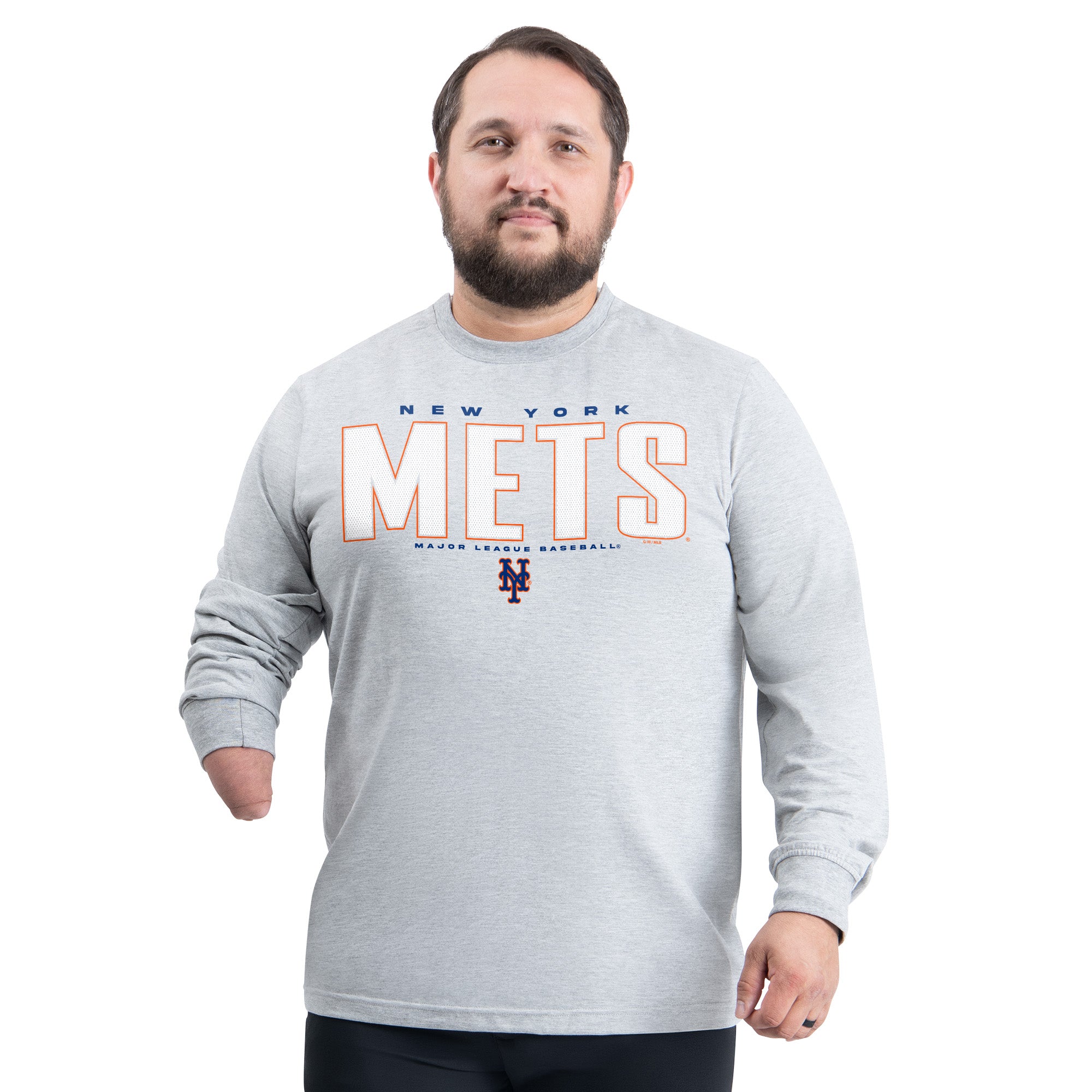 Men's G-III Sports by Carl Banks Gray New York Mets Adaptive Long Sleeve T-Shirt