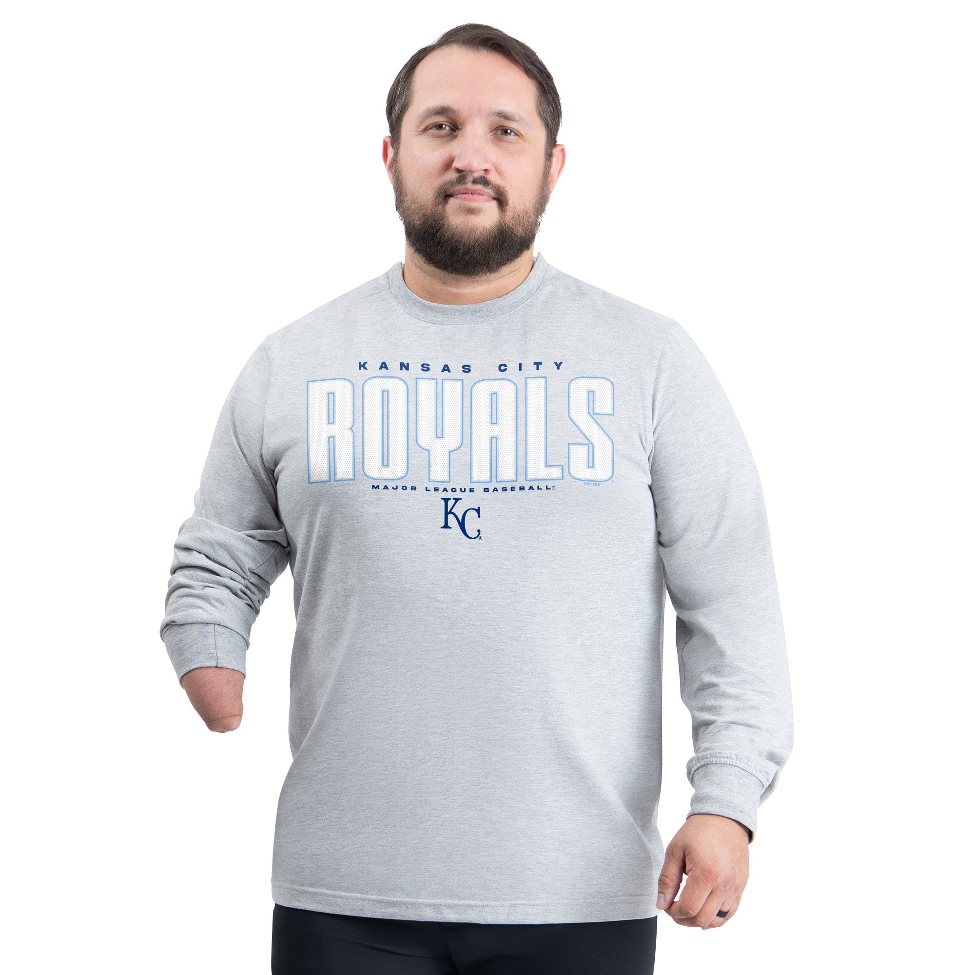 Men's G-III Sports by Carl Banks Gray Kansas City Royals Adaptive Long Sleeve T-Shirt