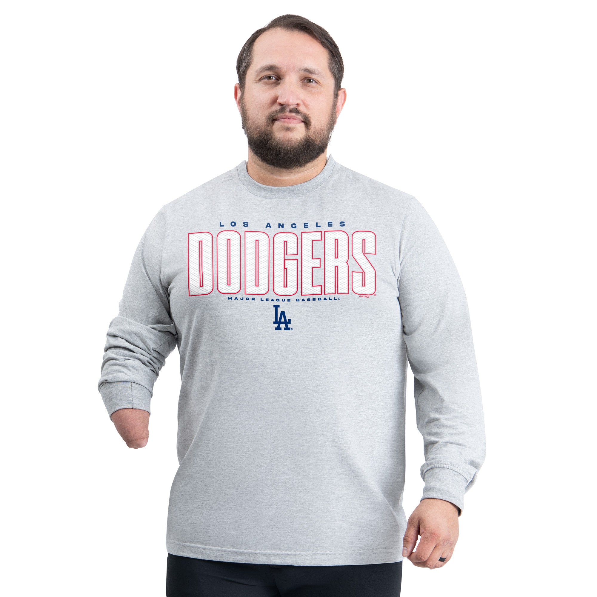 Men's G-III Sports by Carl Banks Gray Los Angeles Dodgers Adaptive Long Sleeve T-Shirt
