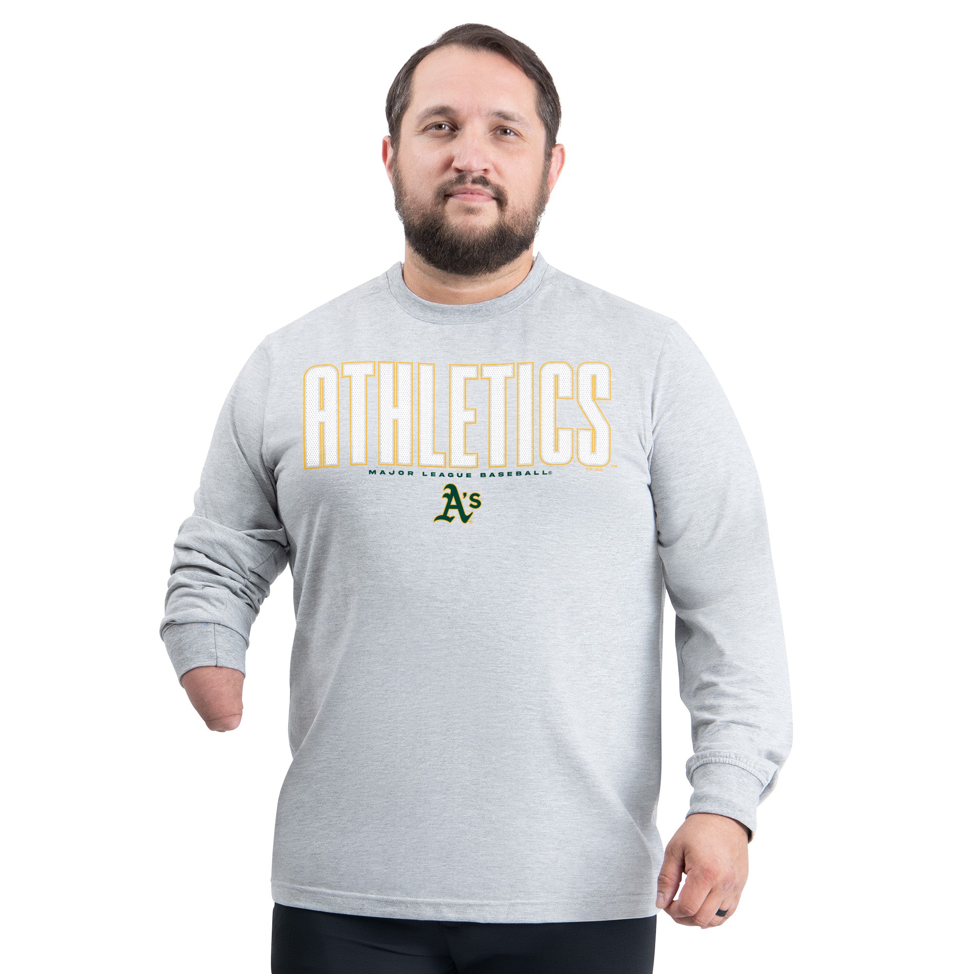 Men's G-III Sports by Carl Banks Gray Athletics Adaptive Long Sleeve T-Shirt