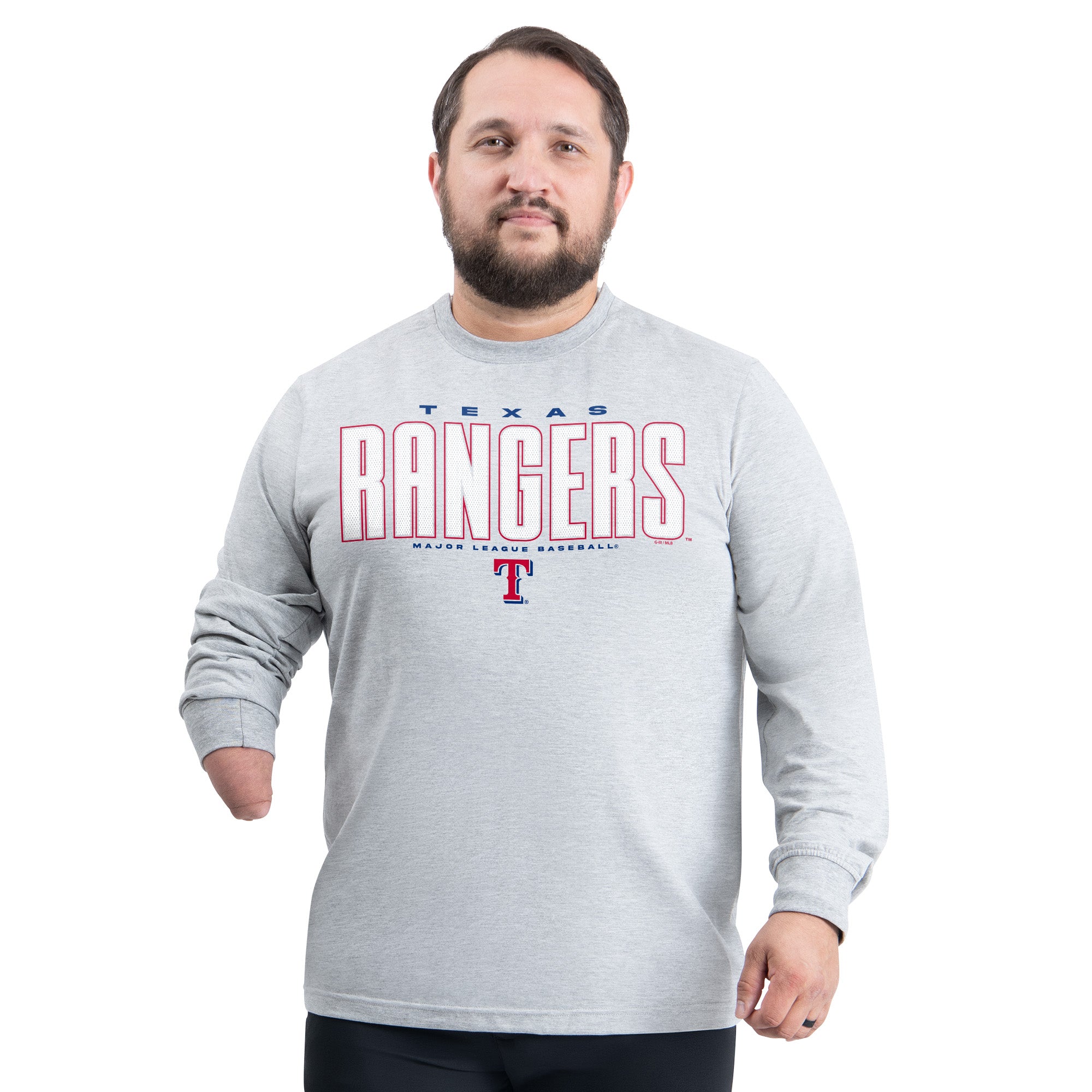 Men's G-III Sports by Carl Banks Gray Texas Rangers Adaptive Long Sleeve T-Shirt