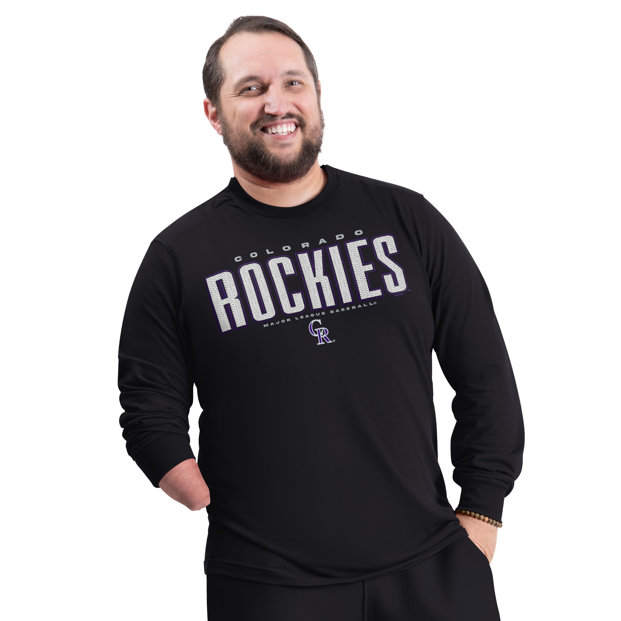 Men's G-III Sports by Carl Banks Black Colorado Rockies Adaptive Long Sleeve T-Shirt