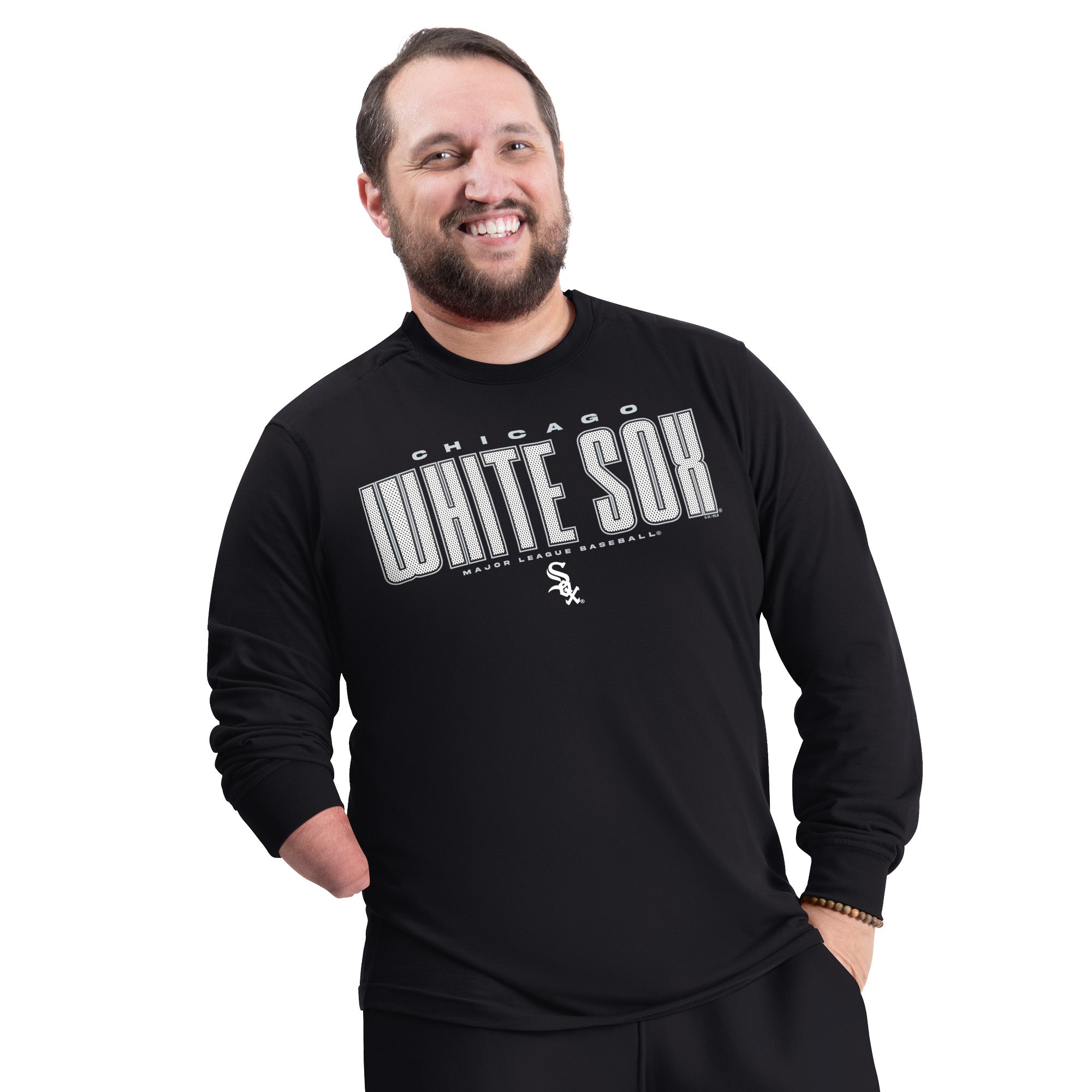 Men's G-III Sports by Carl Banks Black Chicago White Sox Adaptive Long Sleeve T-Shirt