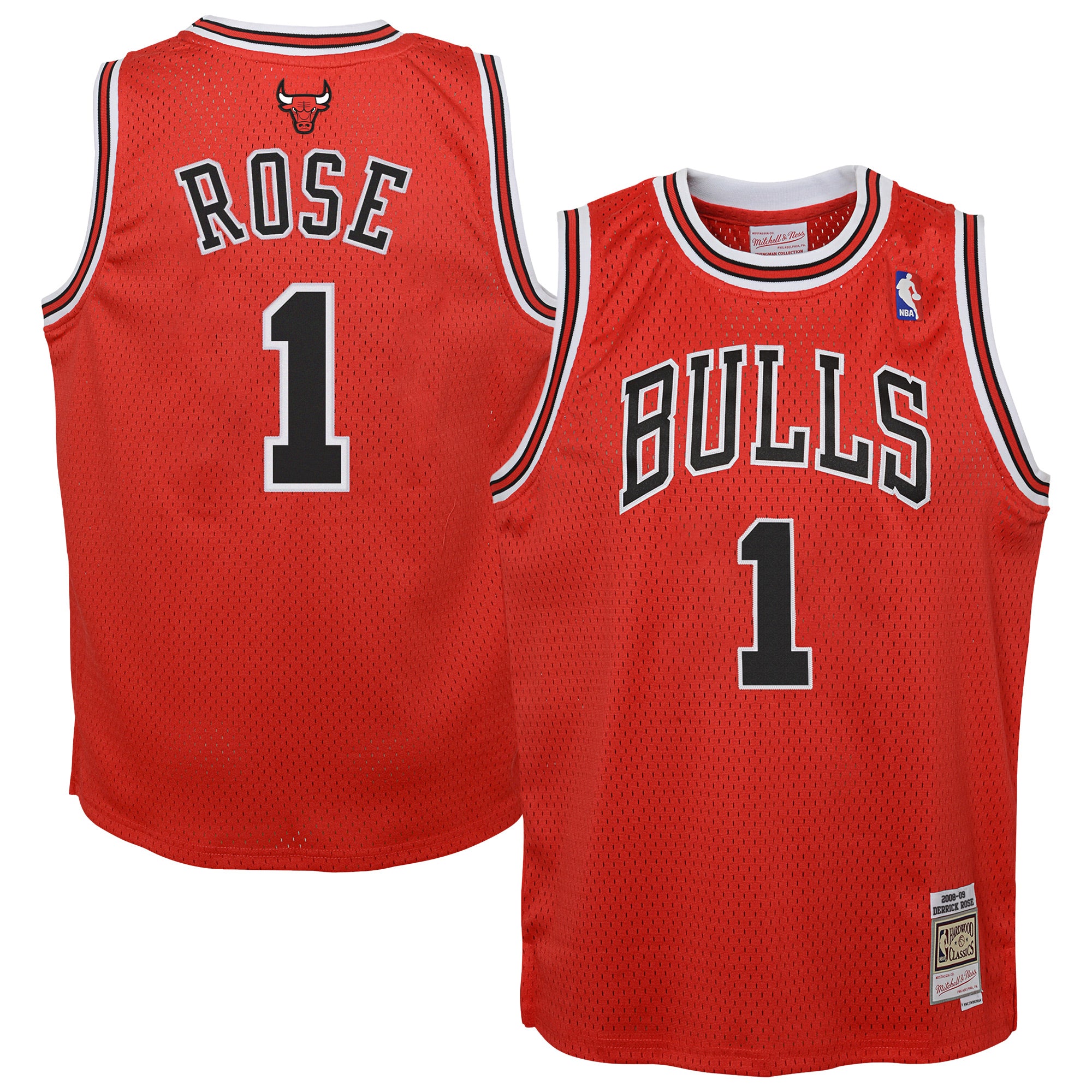 Youth Mitchell & Ness Derrick Rose Red Chicago Bulls 2008/09 Hardwood Classics Swingman Jersey
