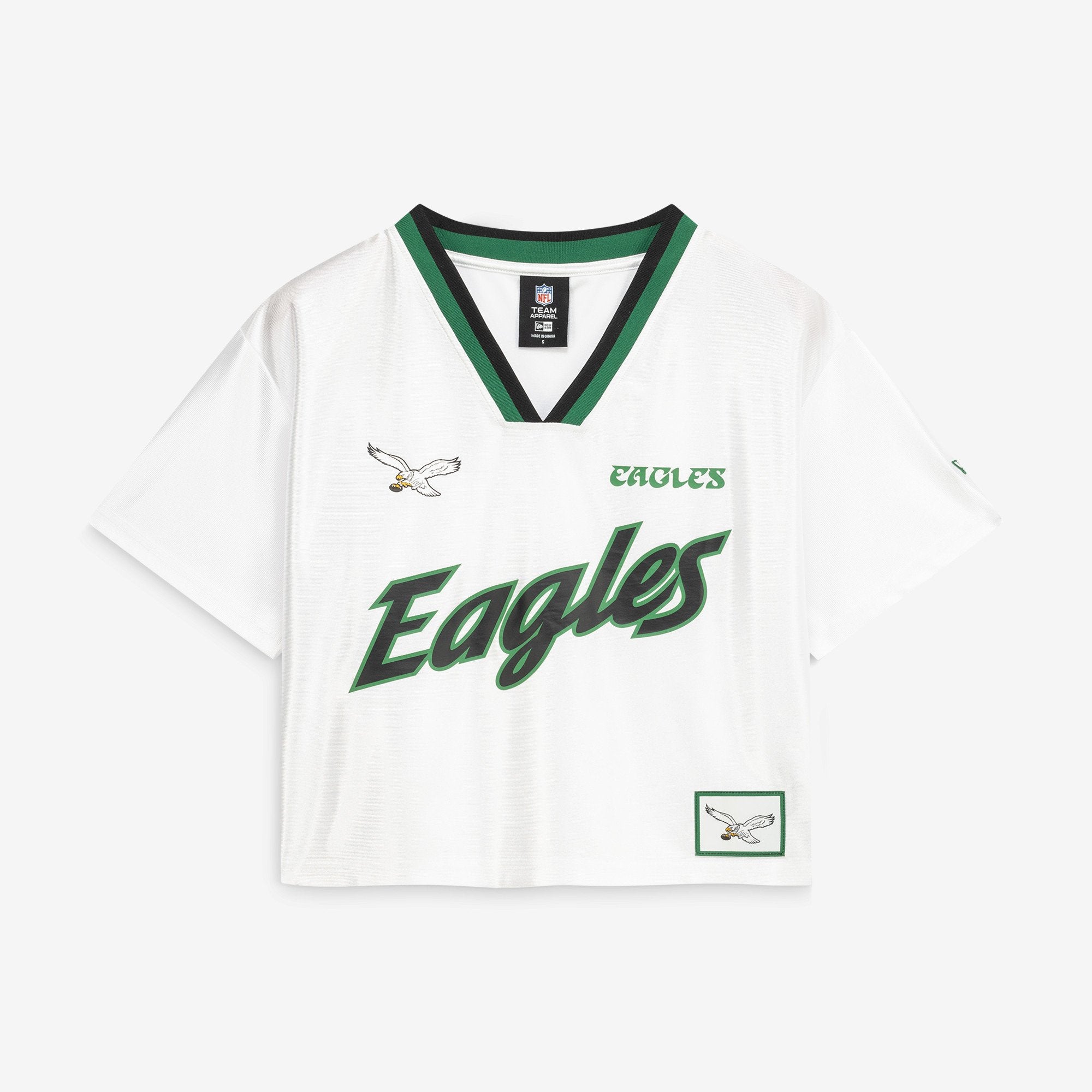 Women's New Era White Philadelphia Eagles Sport Classics Boxy Cropped Fashion Jersey
