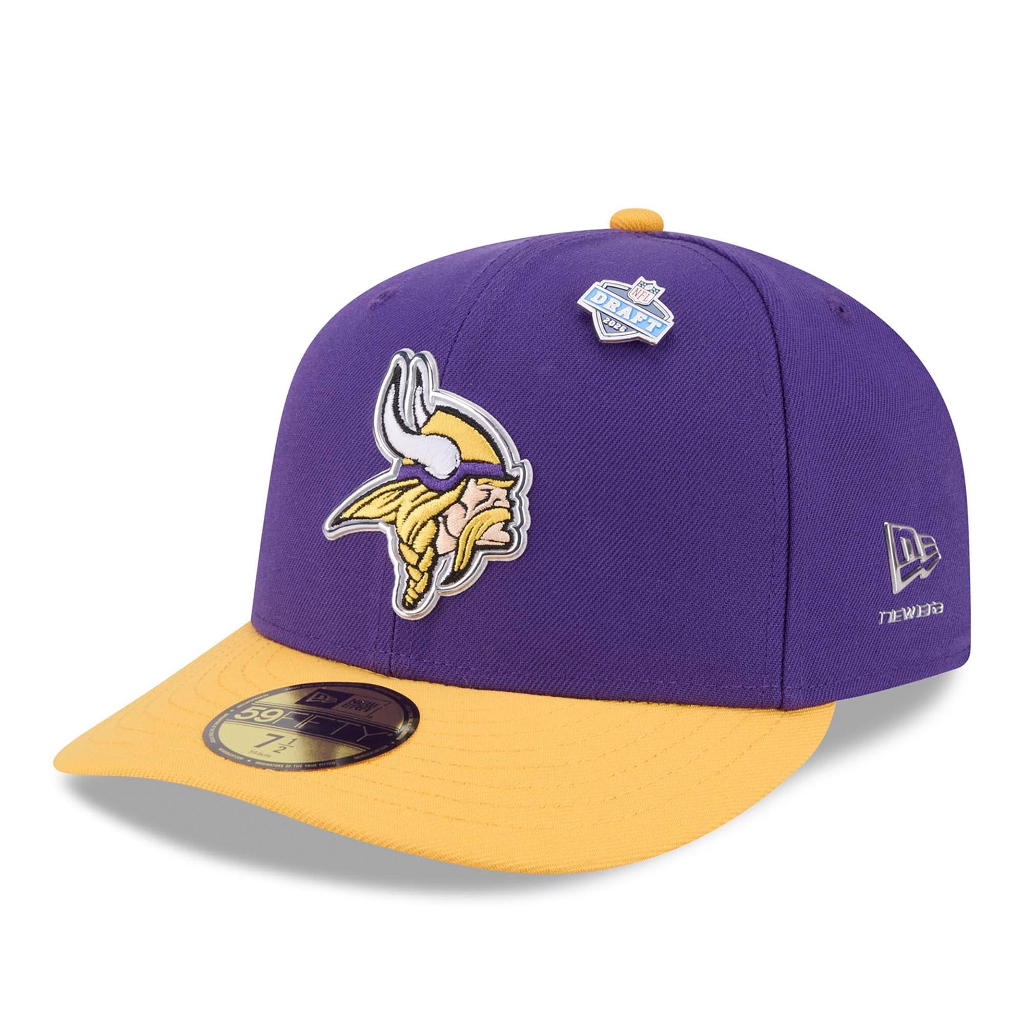 Men's New Era  Purple/Gold Minnesota Vikings 2026 NFL Draft Pre-Curved 59FIFTY Fitted Hat