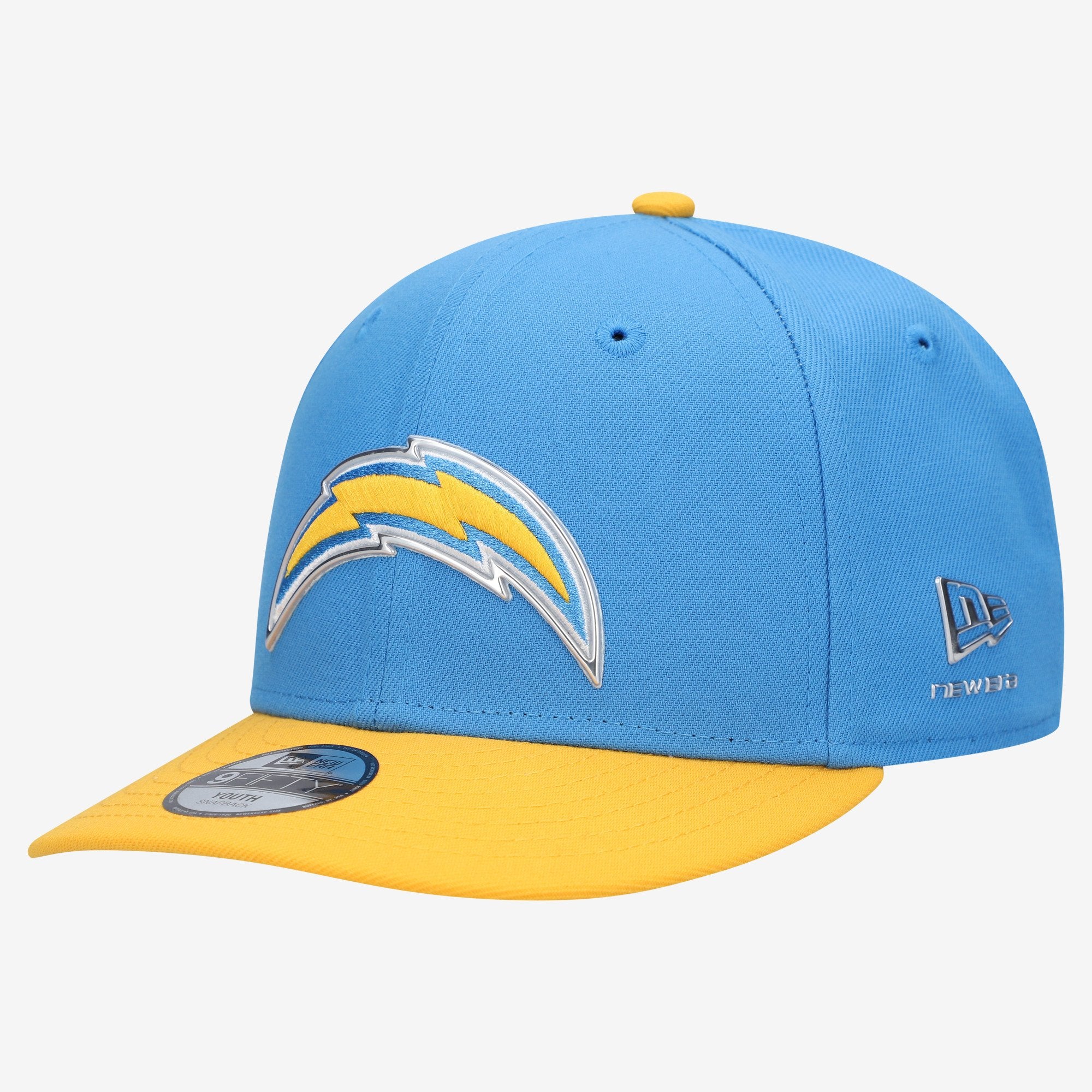 Youth New Era  Powder Blue/Gold Los Angeles Chargers 2026 NFL Draft Pre-Curved 9FIFTY Snapback Hat