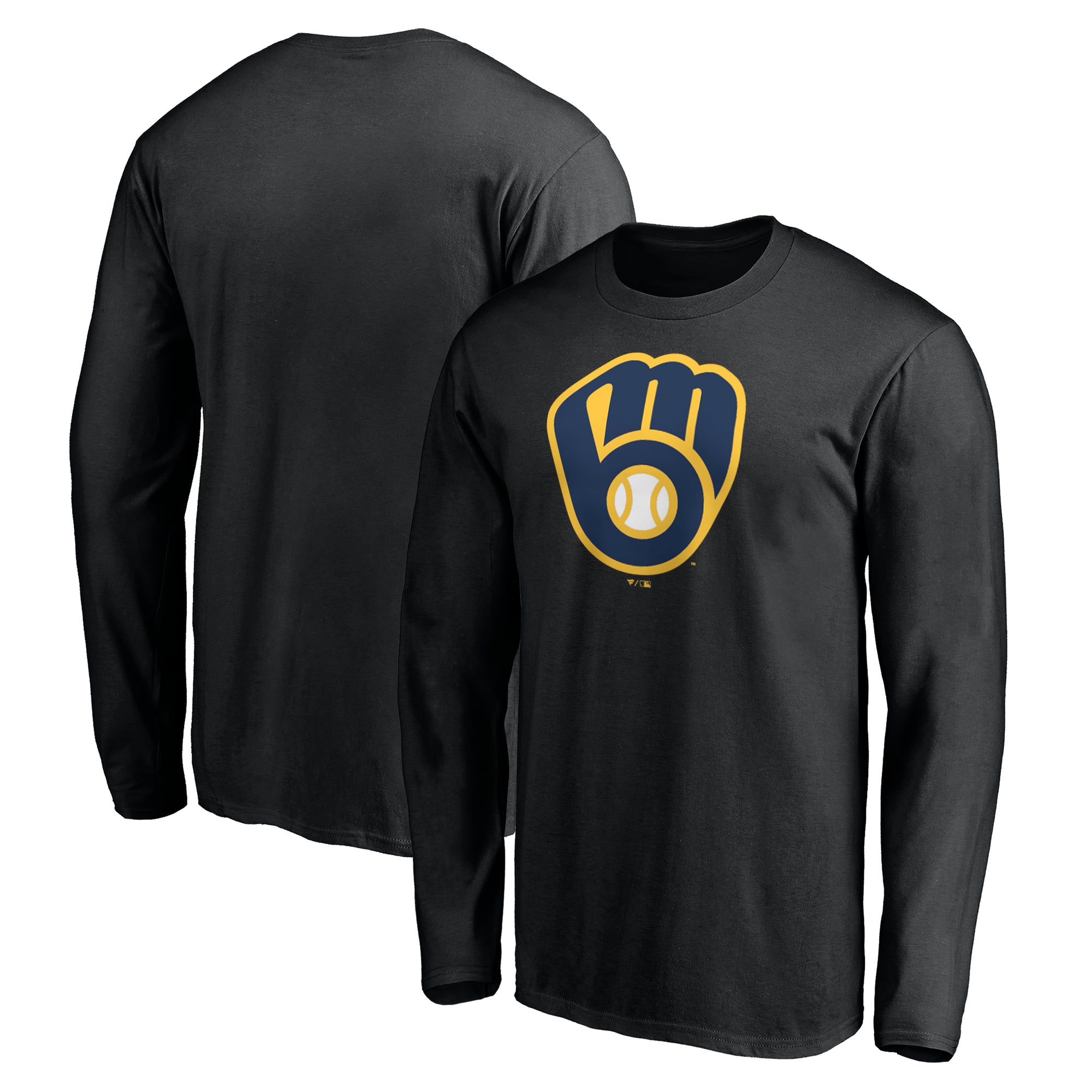 Men's Black Milwaukee Brewers Team Logo Long Sleeve T-Shirt